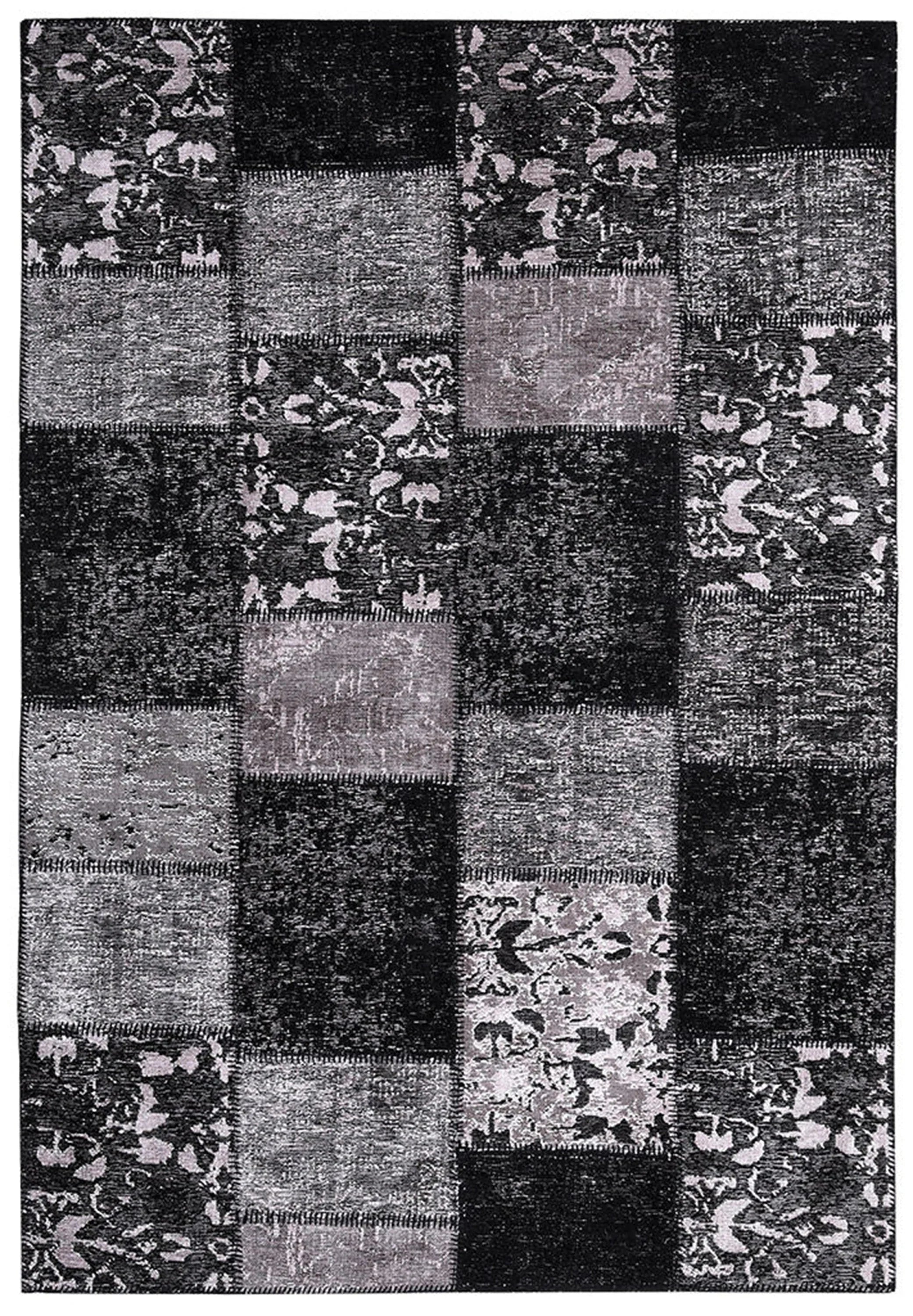 Eskitme Patchwork Siyah Halı - Pera Halı