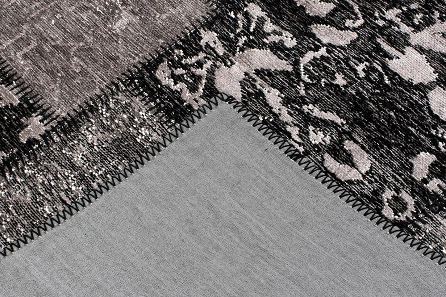 Eskitme Patchwork Siyah Halı - Pera Halı