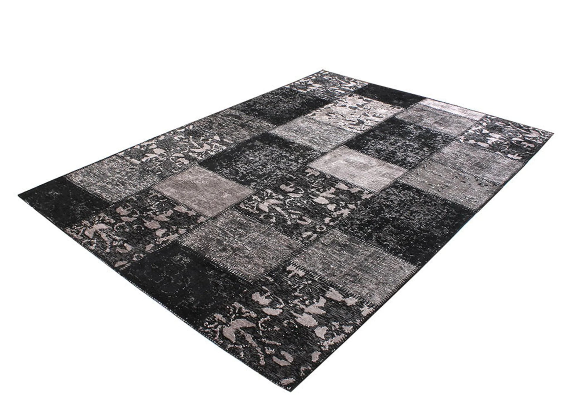Eskitme Patchwork Siyah Halı - Pera Halı