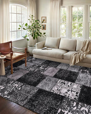 Eskitme Patchwork Siyah Halı - Pera Halı
