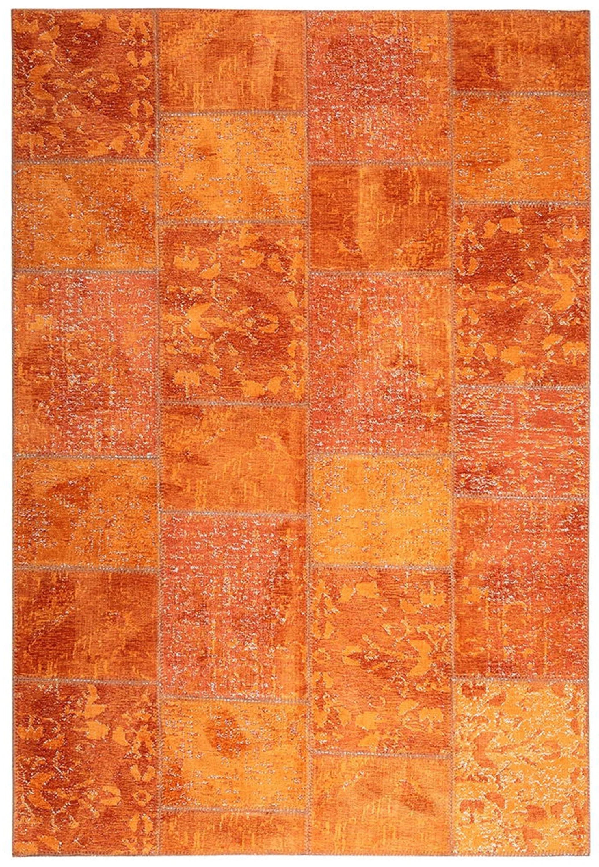 Eskitme Patchwork Turuncu Halı - Pera Halı