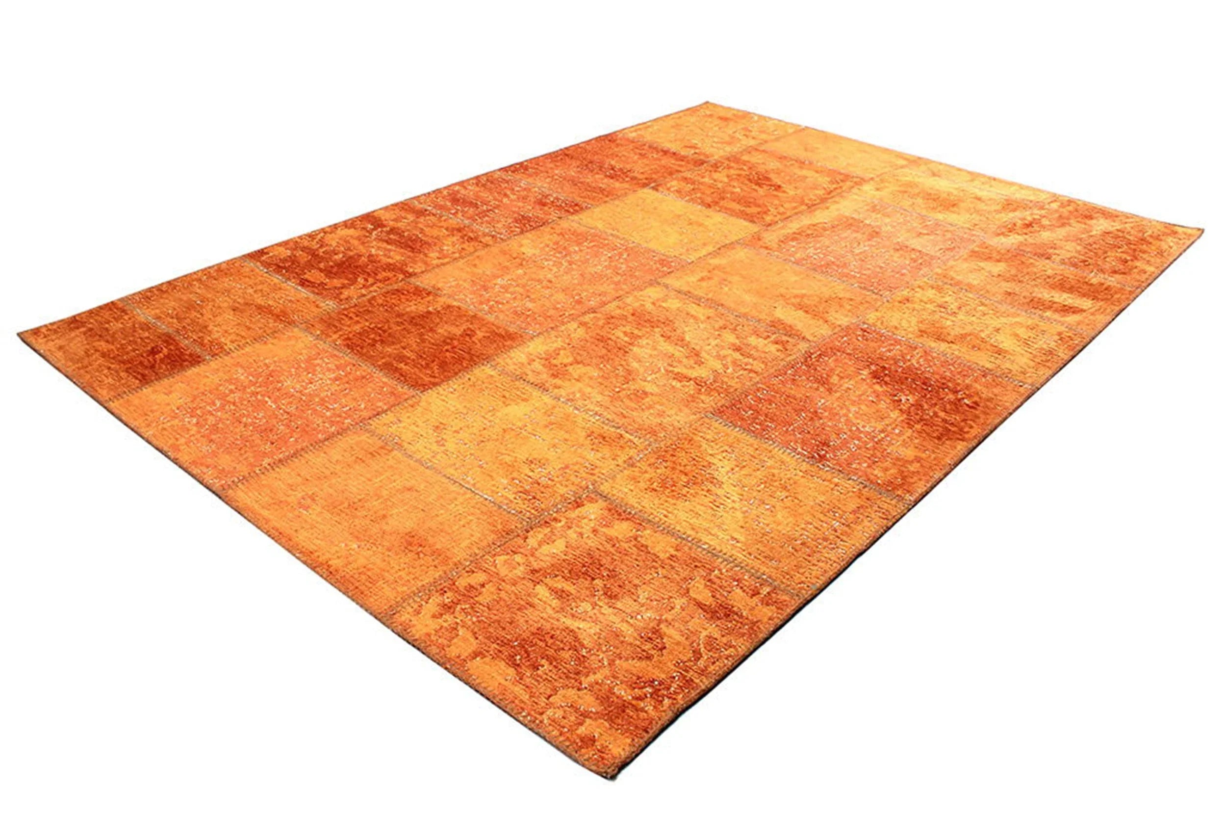 Eskitme Patchwork Turuncu Halı - Pera Halı