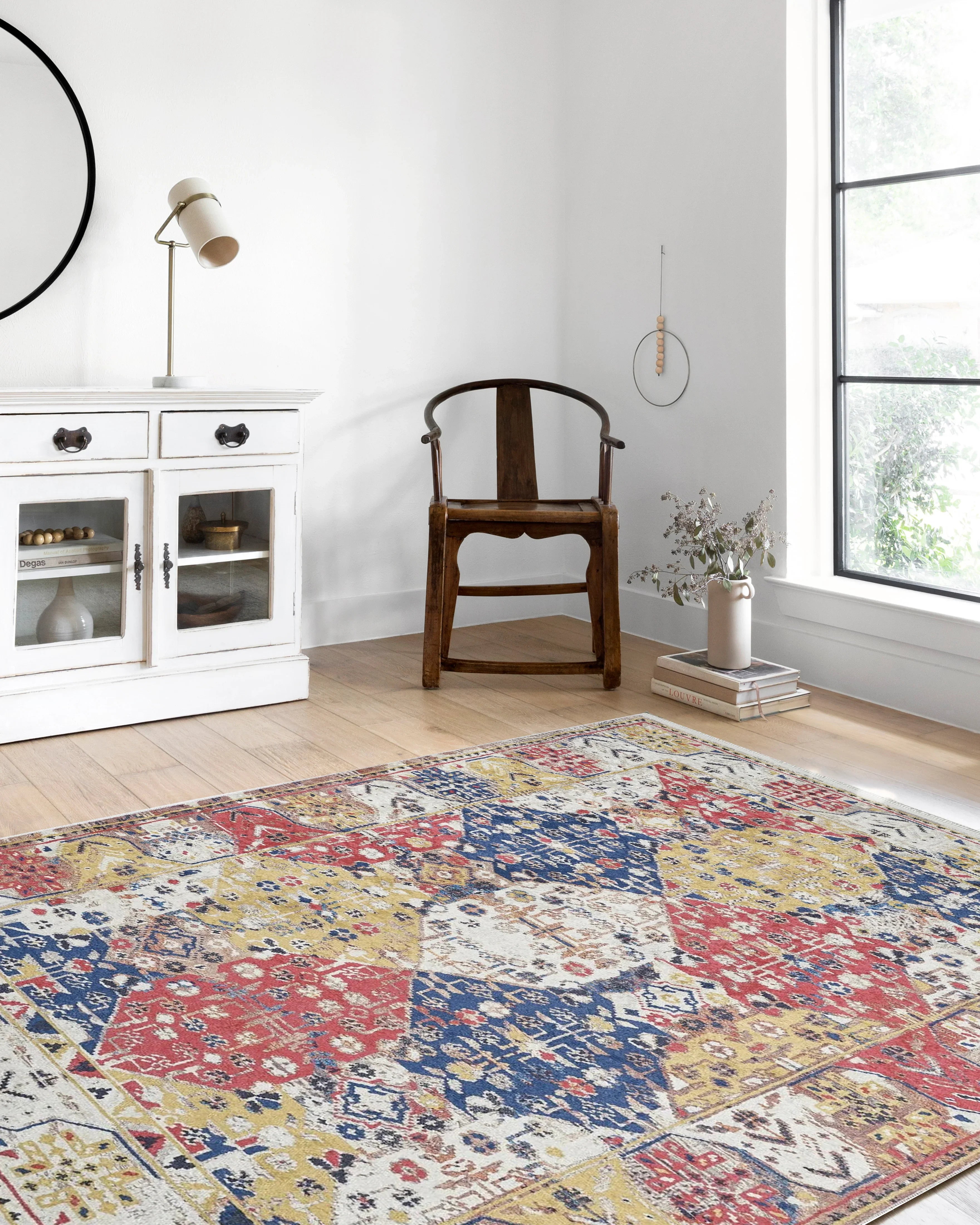 Pembe Bej Çok Renkli Bohem Modern Halı-Pera Halı