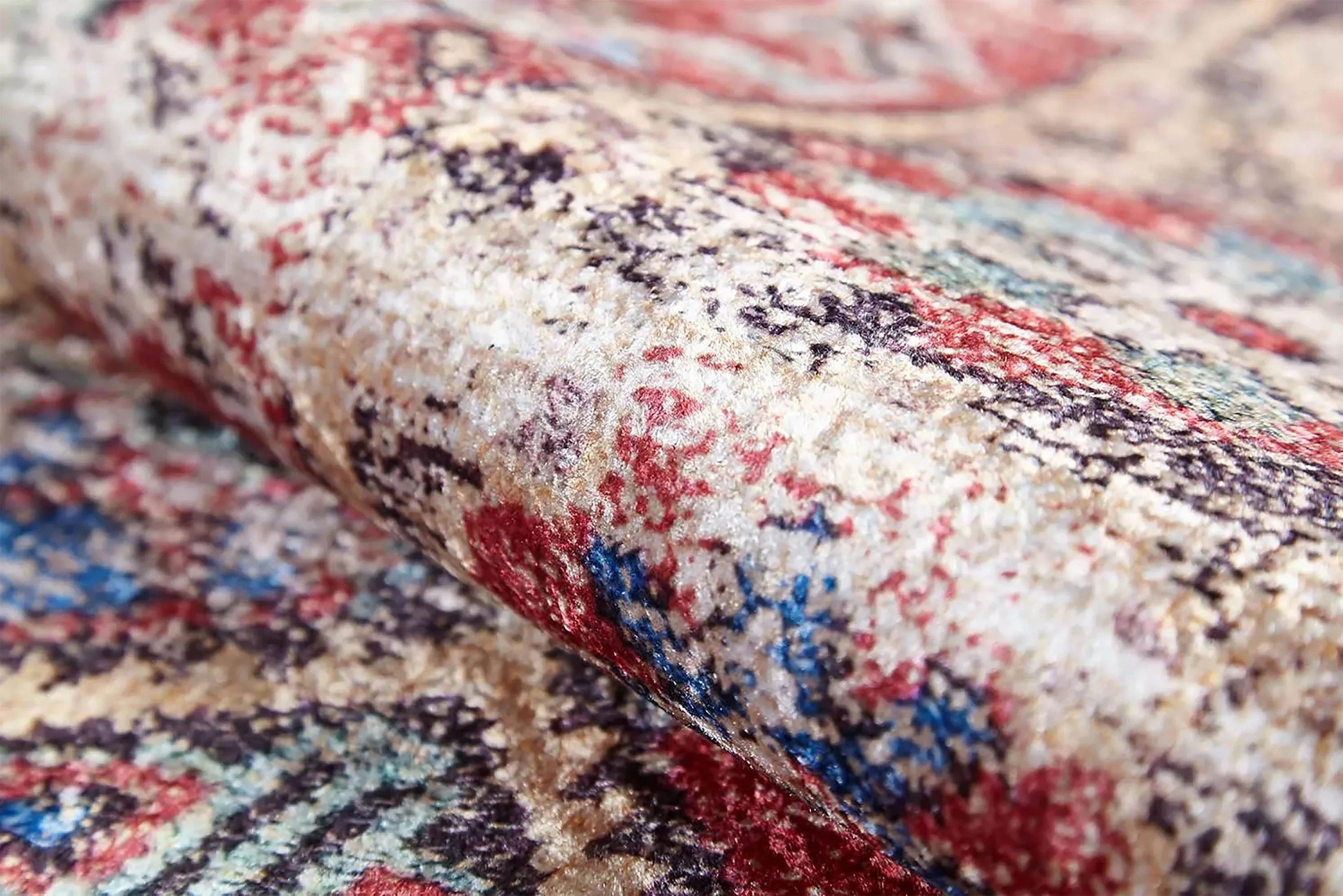 Petek Desenli Kırmızı Modern Halı-Pera Halı