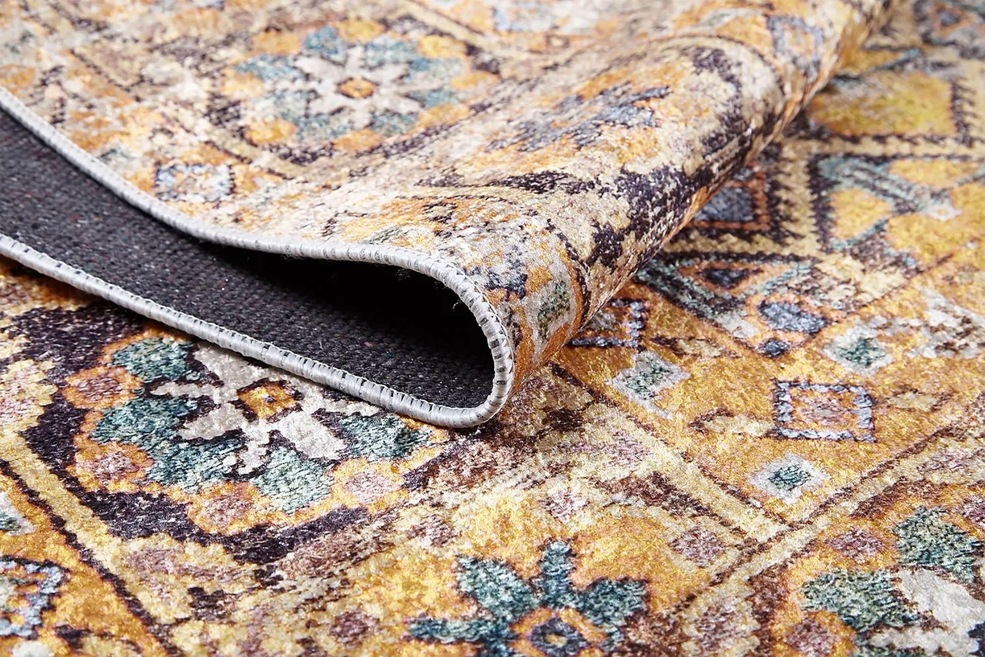 Petek Desenli Sarı Modern Halı-Pera Halı