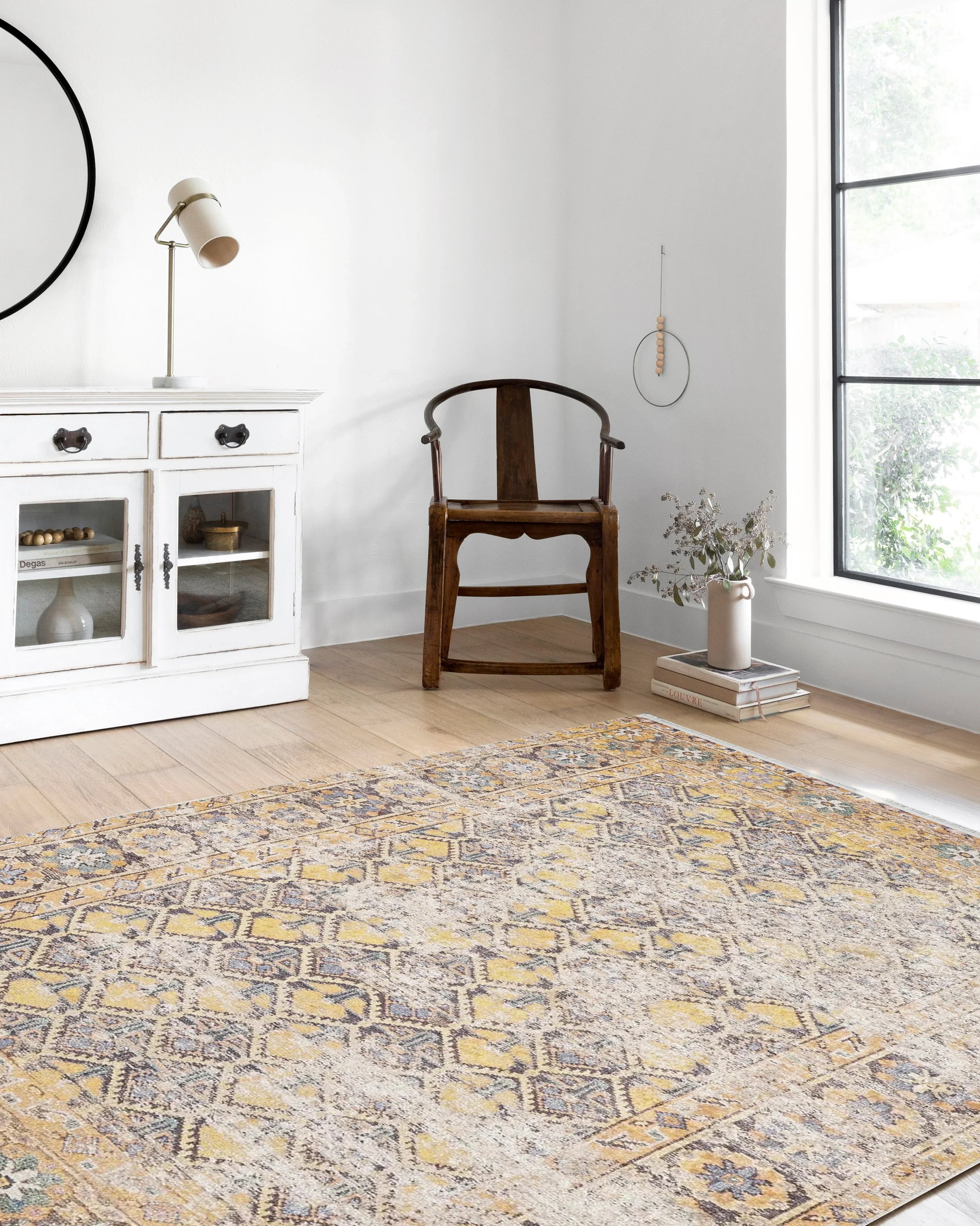 Petek Desenli Sarı Modern Halı-Pera Halı