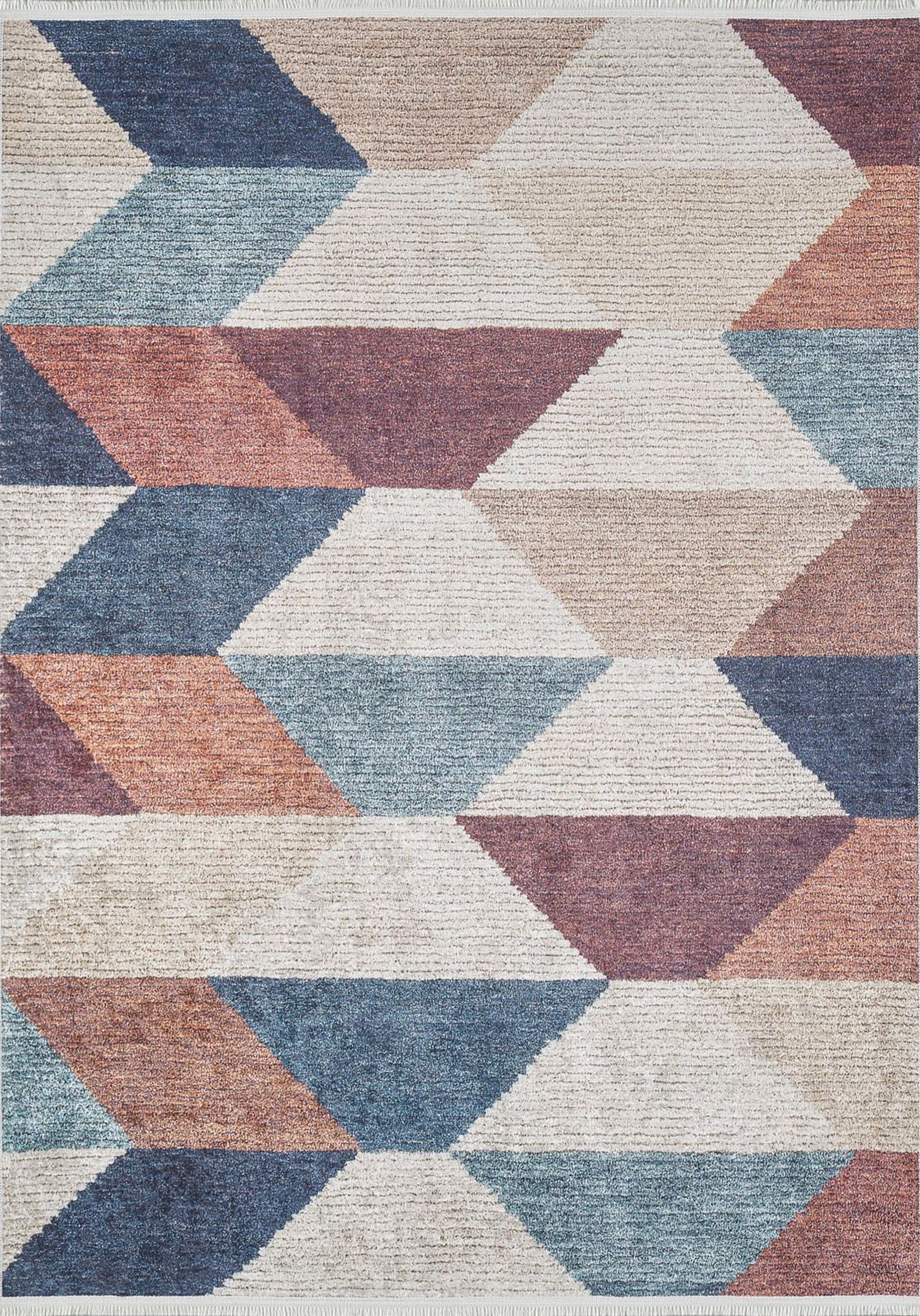 Pastel Tonlu Renkli Geometrik Desenli Kilim Halı - Pera Halı