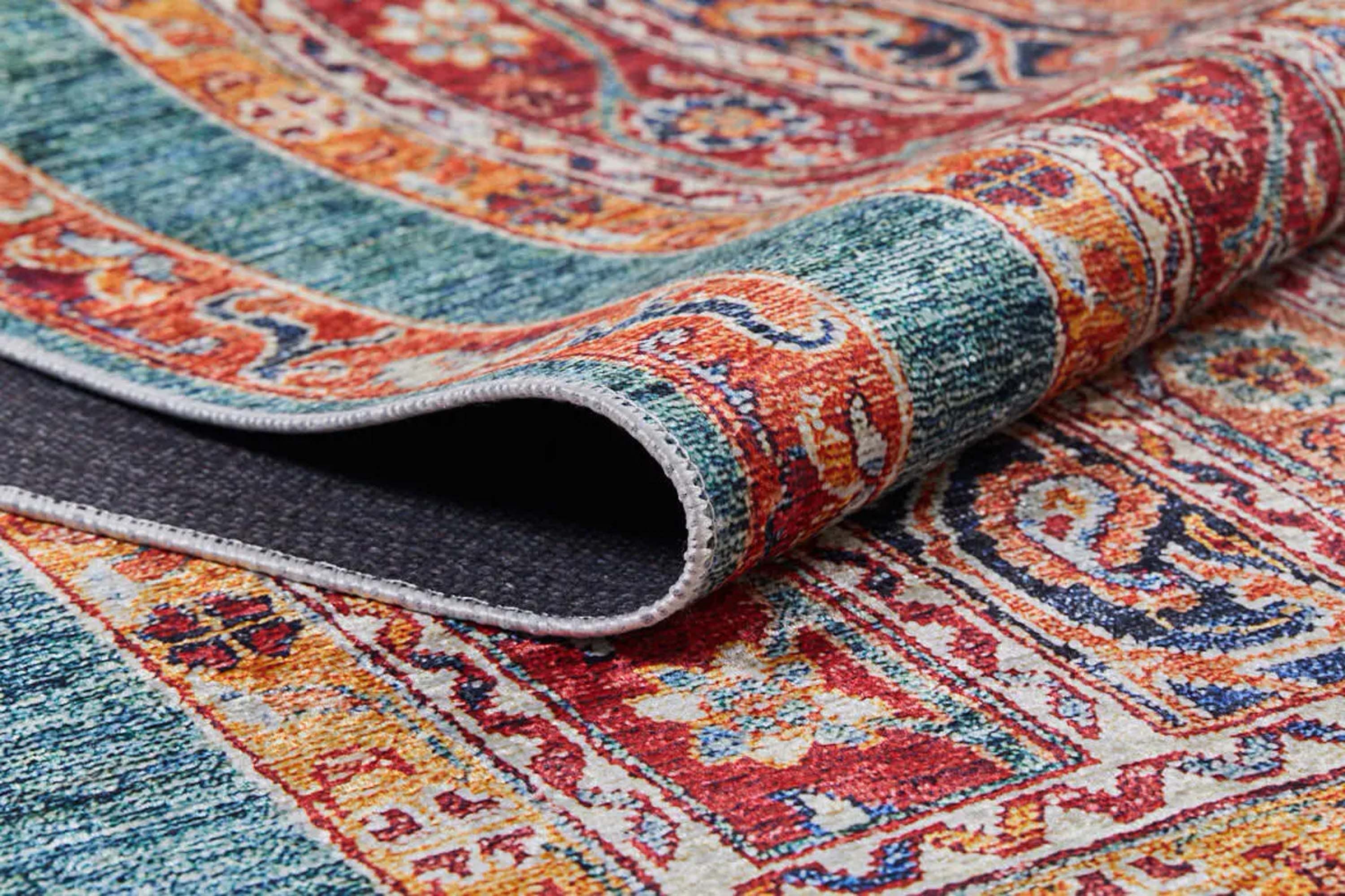 Paisley Şal Desenli Turuncu Kırmızı Halı - Pera Halı