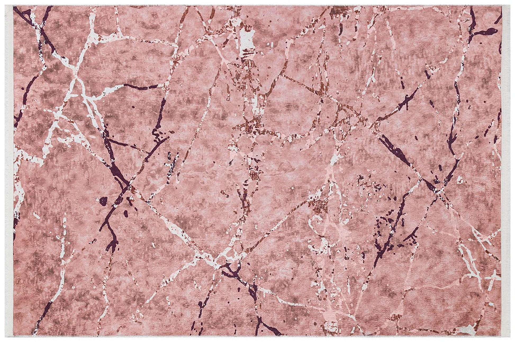 Pudra Mermer Desenli Modern Yıkanabilir Halı-Pera Halı