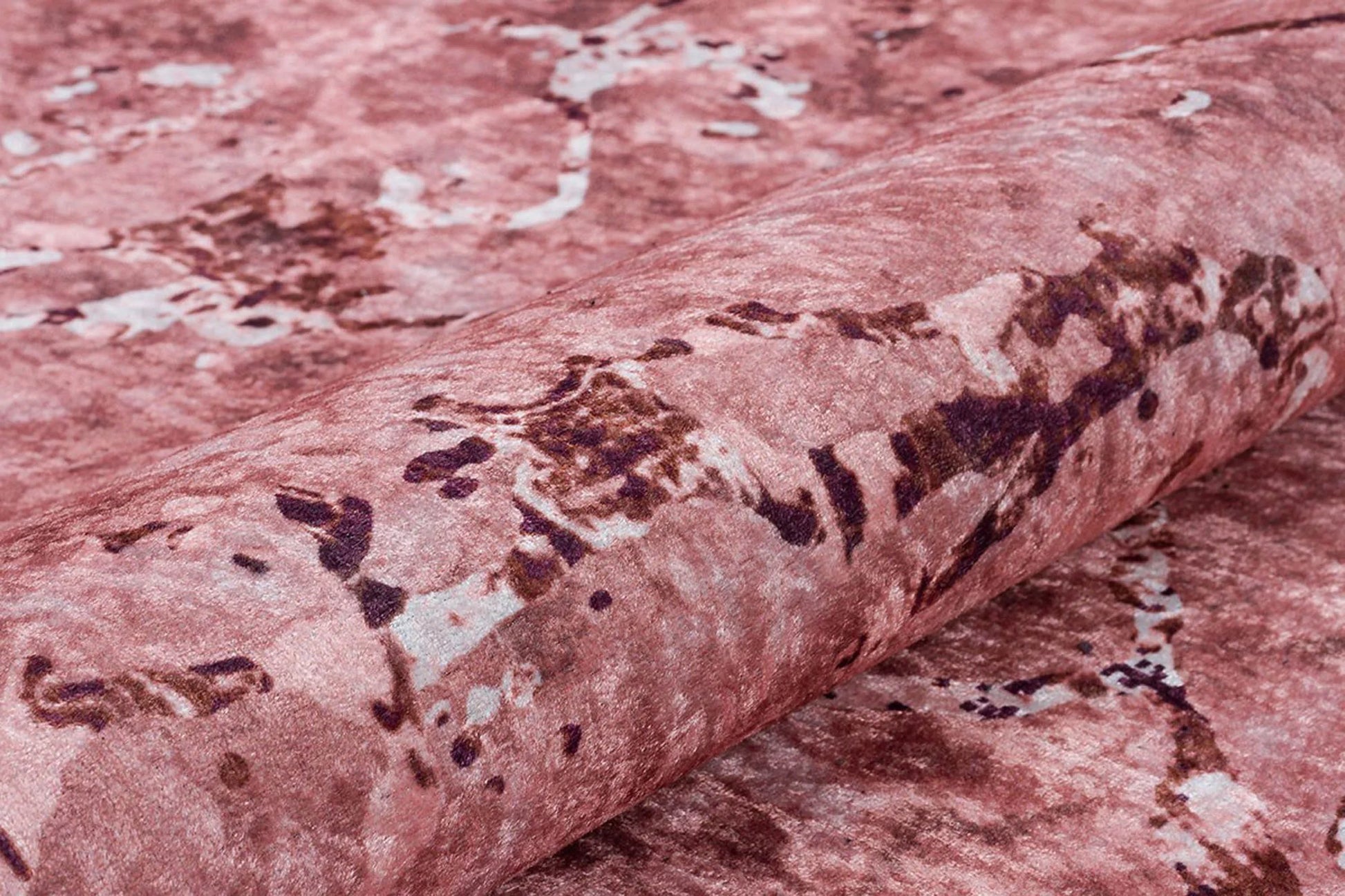 Pudra Mermer Desenli Modern Yıkanabilir Halı-Pera Halı