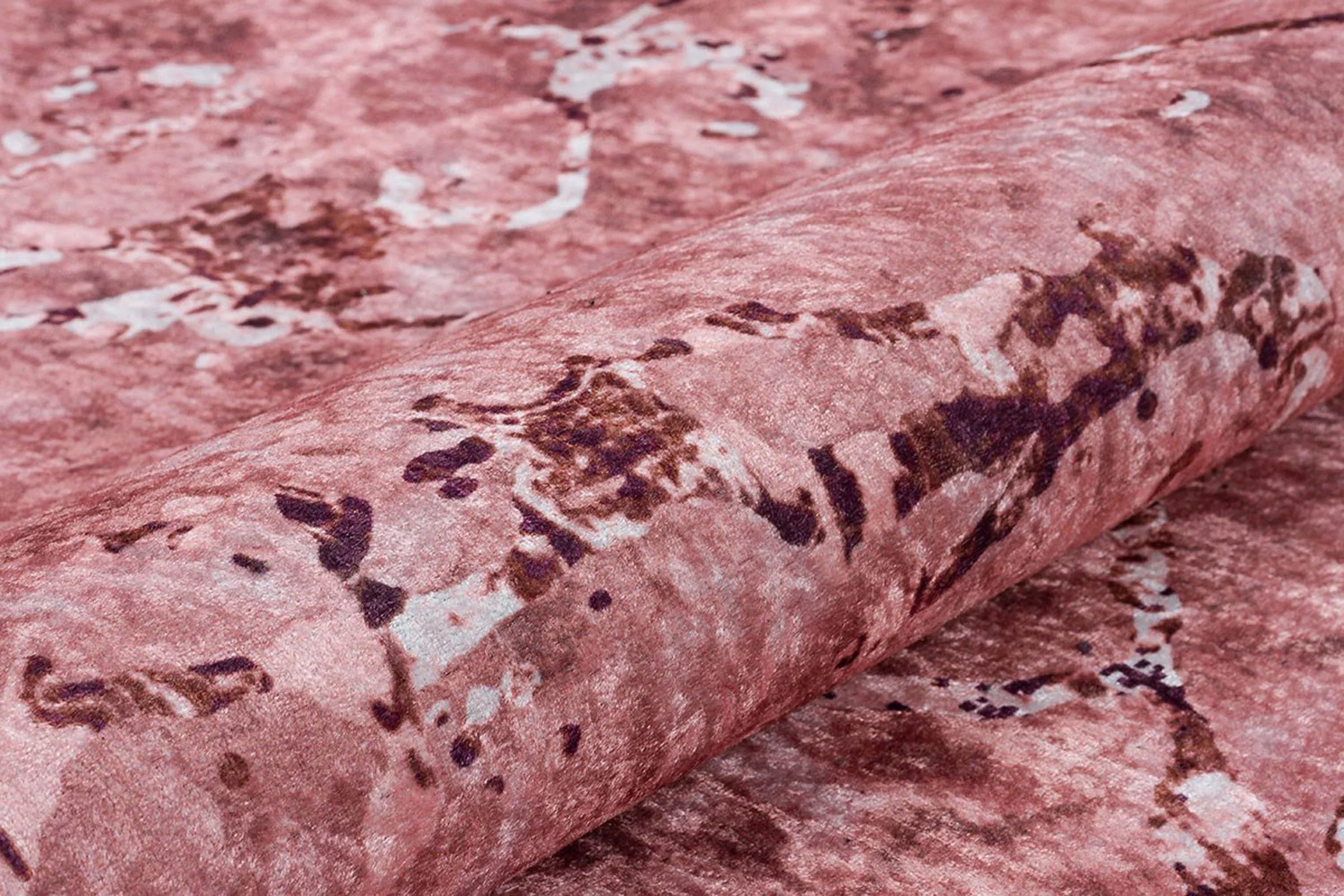 Pudra Mermer Desenli Modern Yıkanabilir Halı-Pera Halı