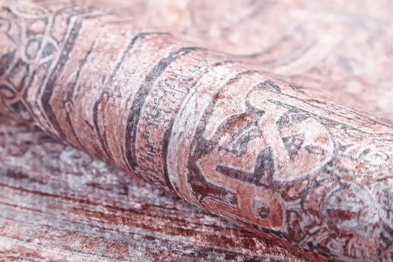 Pudra Pembesi Oval Motifli Modern Halı-Pera Halı