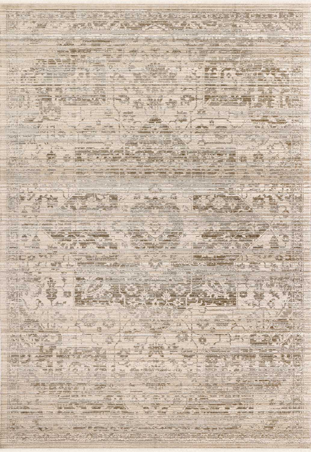 Vizon Bej Eskitme Madalyon Desenli Modern Halı - FMRT02