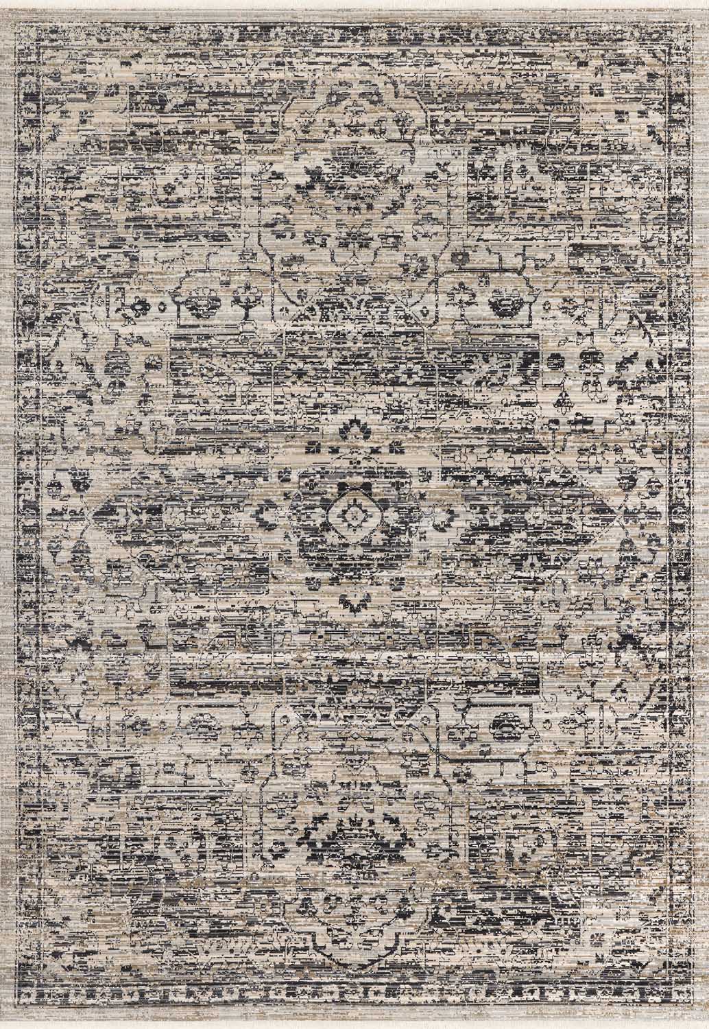 Vintage Görünümlü Antrasit Gri Eskitme Halı - FMRT04