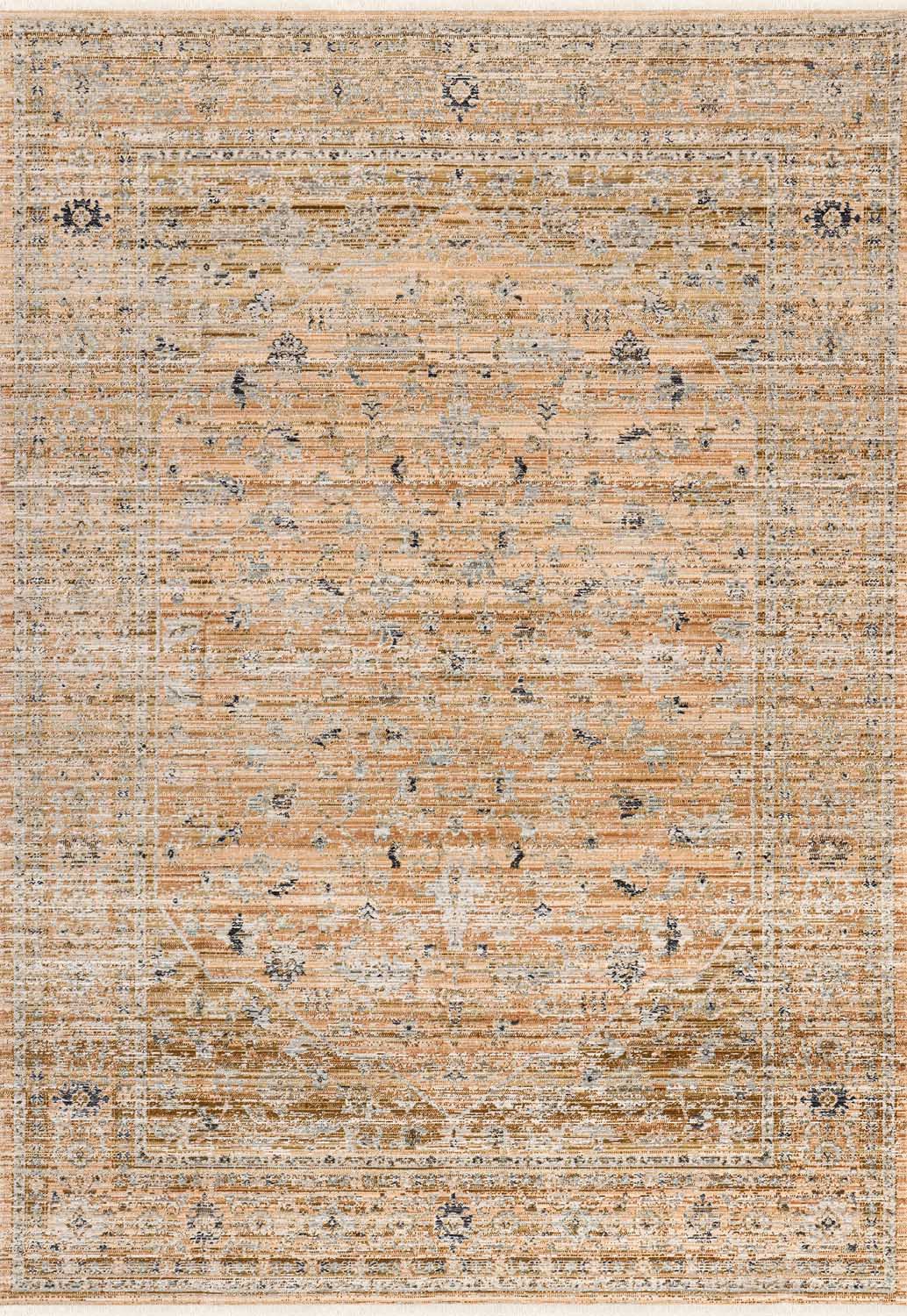 Karamel Turuncu Eskitme Desenli Modern Halı - FMRT05