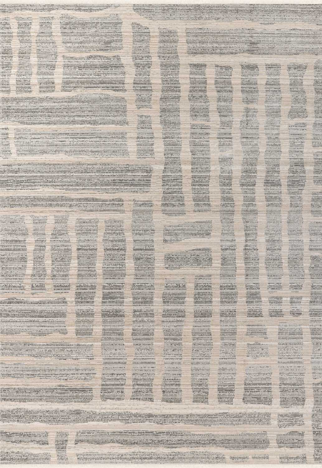 Gri Bej Soyut Çizgili Modern Halı - FMRT08