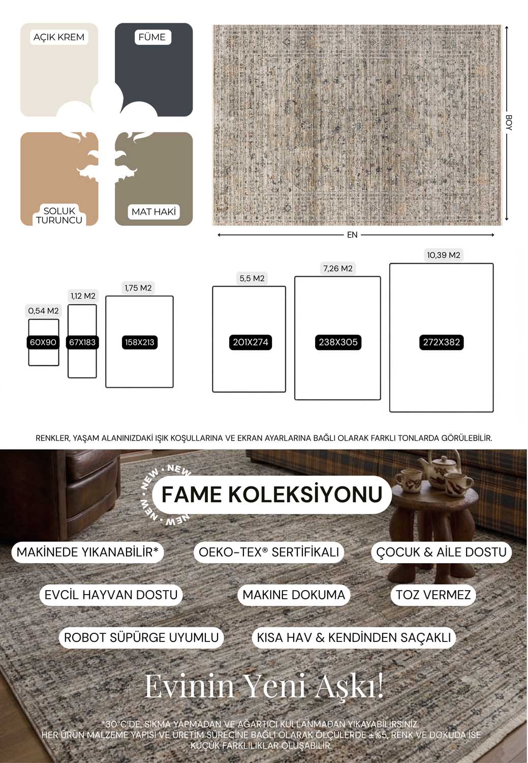 Einfarbiger Teppich in Beige- und Kaffeetönen mit Korbgeflecht-Optik