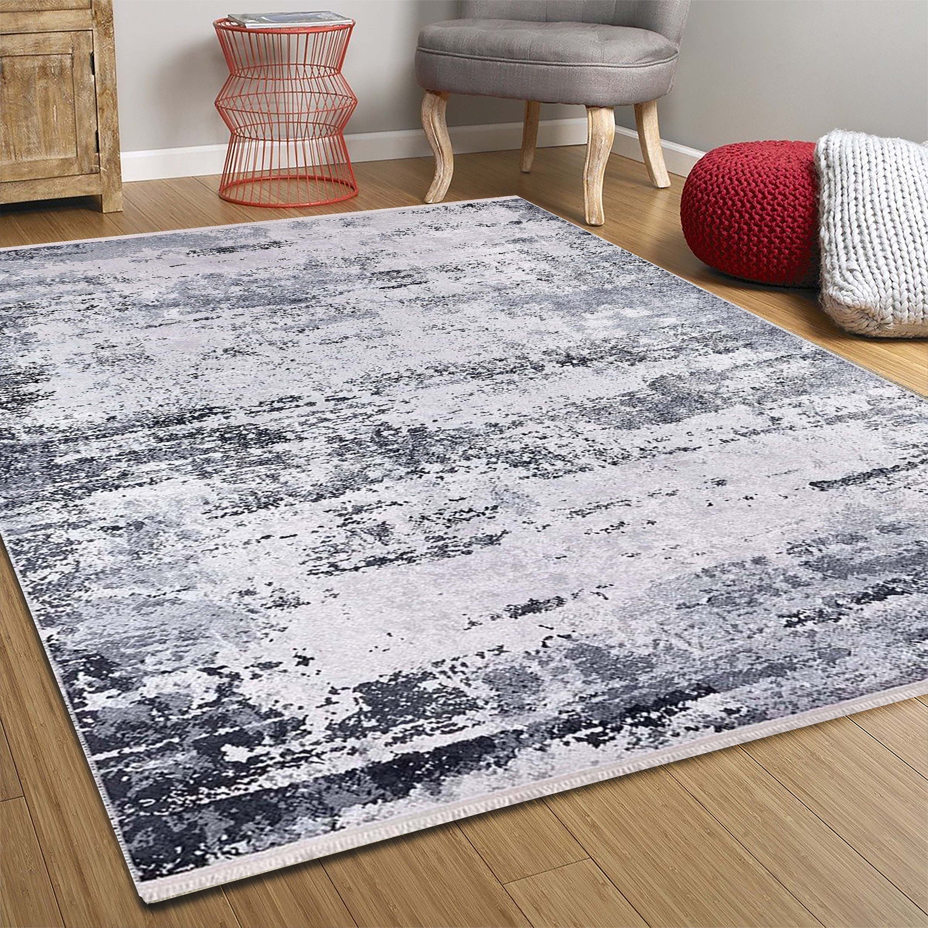 Abstract Desenli Eskitme Gri Halı - Pera Halı