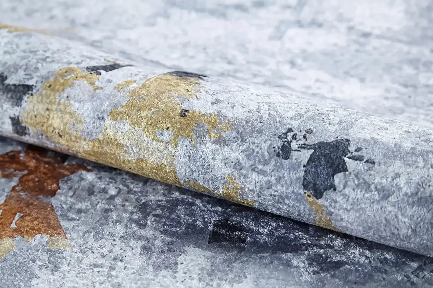 Renkli Çizgili Abstre Gri Halı-Pera Halı