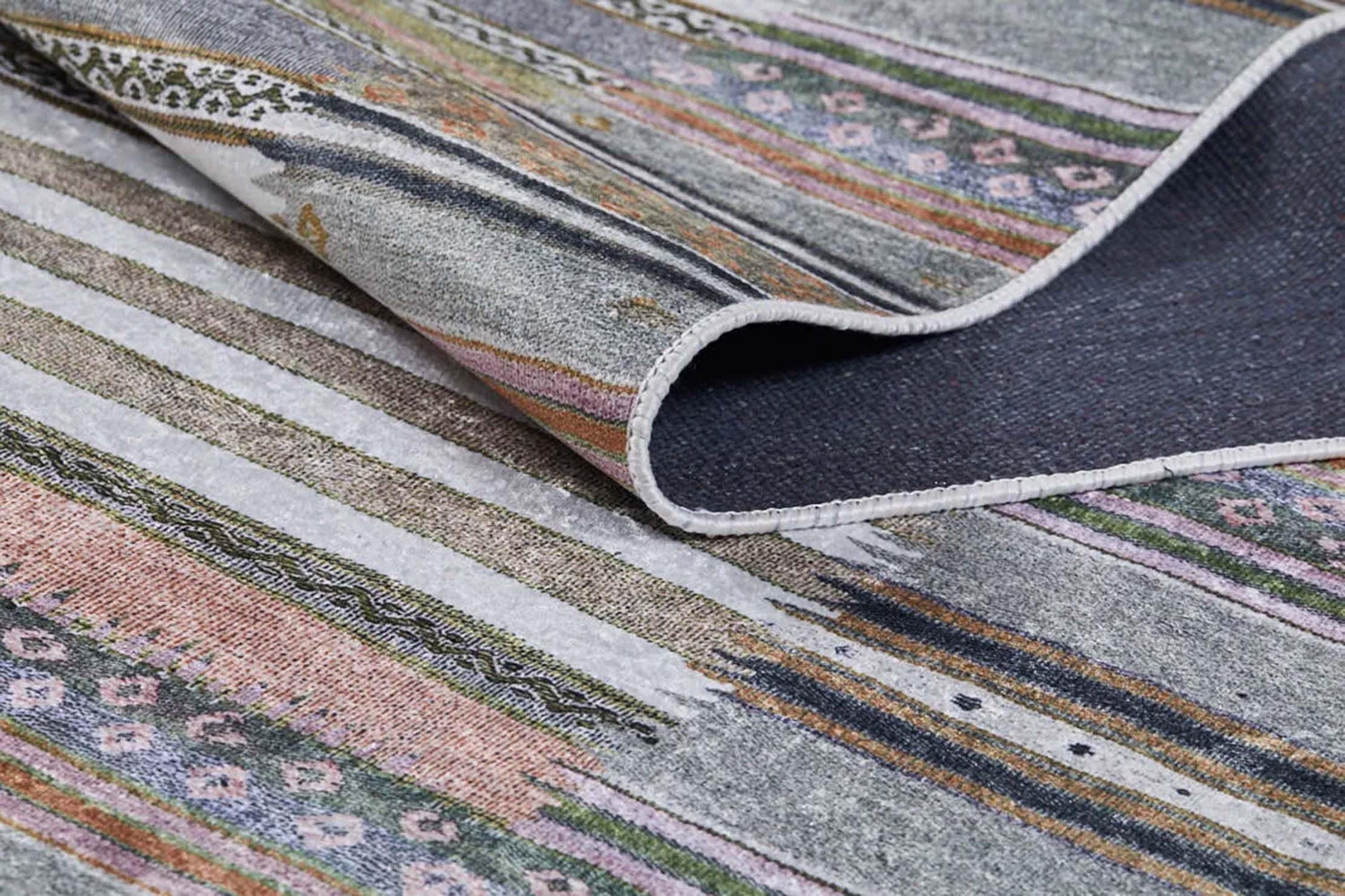 Renkli Çizgili Desenli Anadolu Kilim Halı-Pera Halı