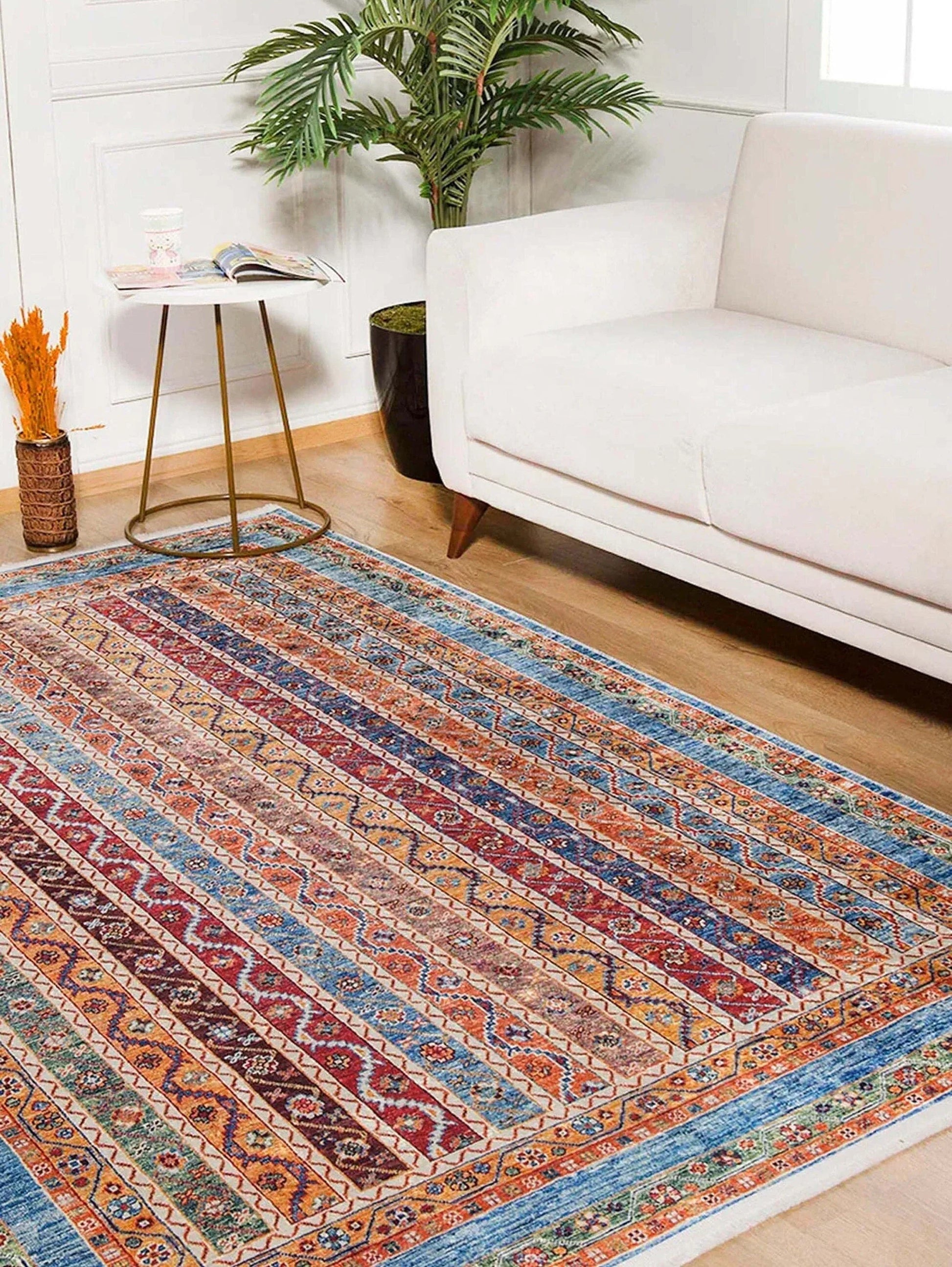 Renkli Çizgili Vintage Halı-Pera Halı