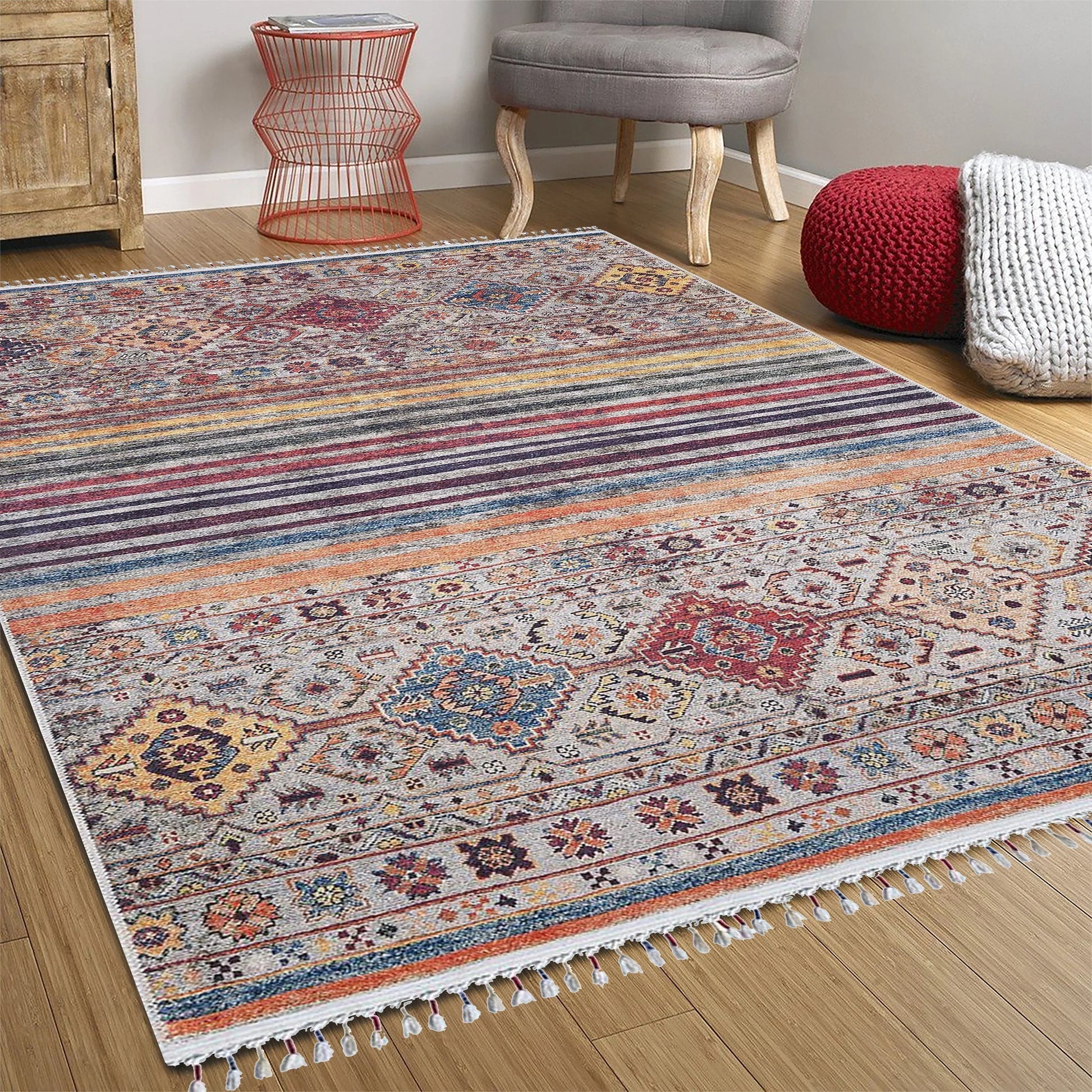 Renkli Geometrik Desenli Kilim Halı-Pera Halı