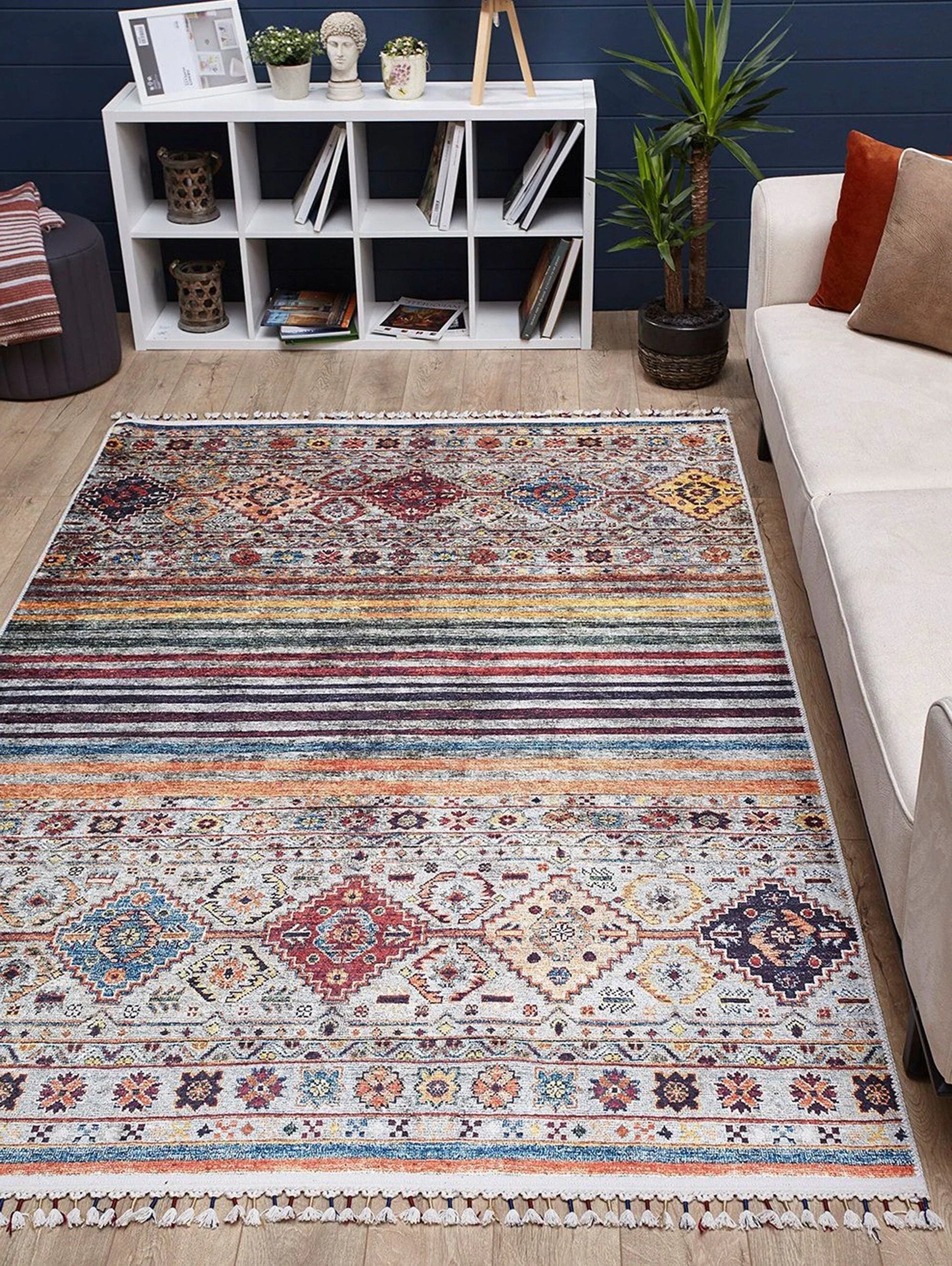 Renkli Geometrik Desenli Kilim Halı-Pera Halı
