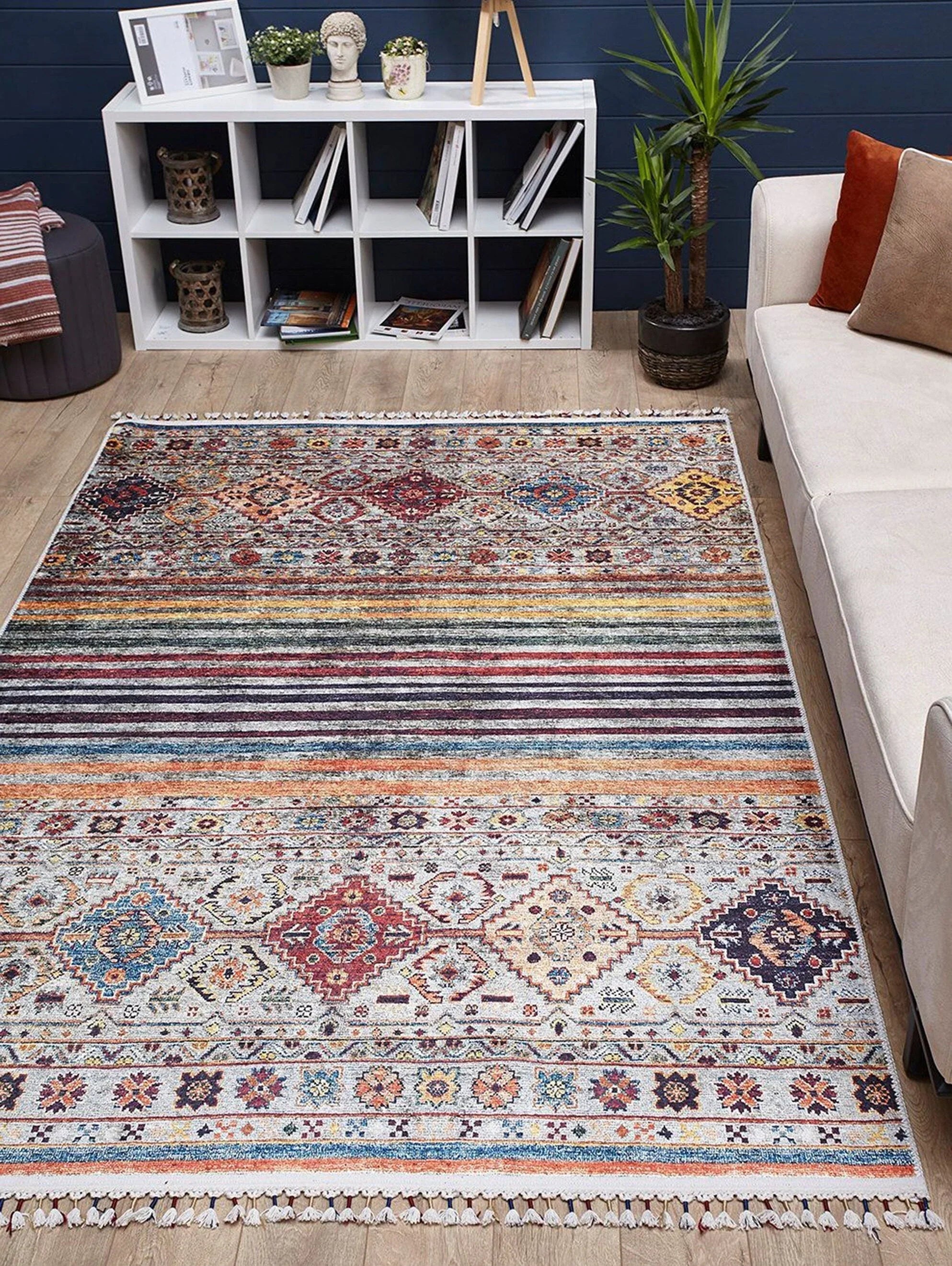 Renkli Geometrik Desenli Kilim Halı-Pera Halı