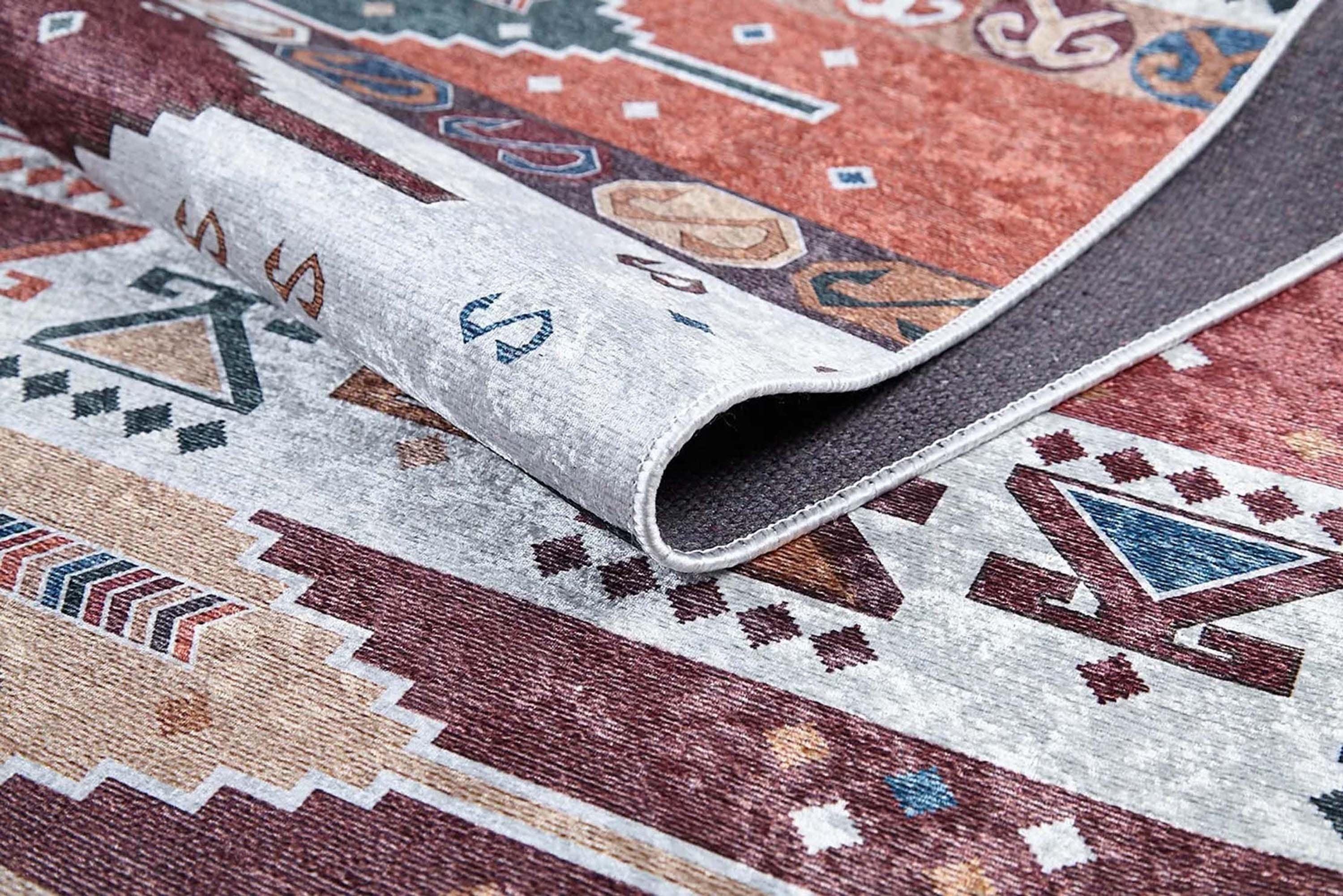 Renkli Geometrik Desenli Pastel Kilim Halı-Pera Halı