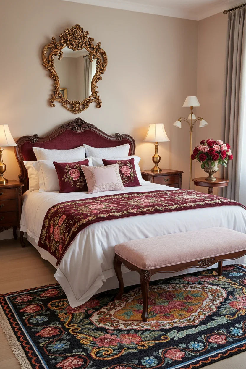 Renkli Karabağ Çiçek Desenli Halı-Pera Halı