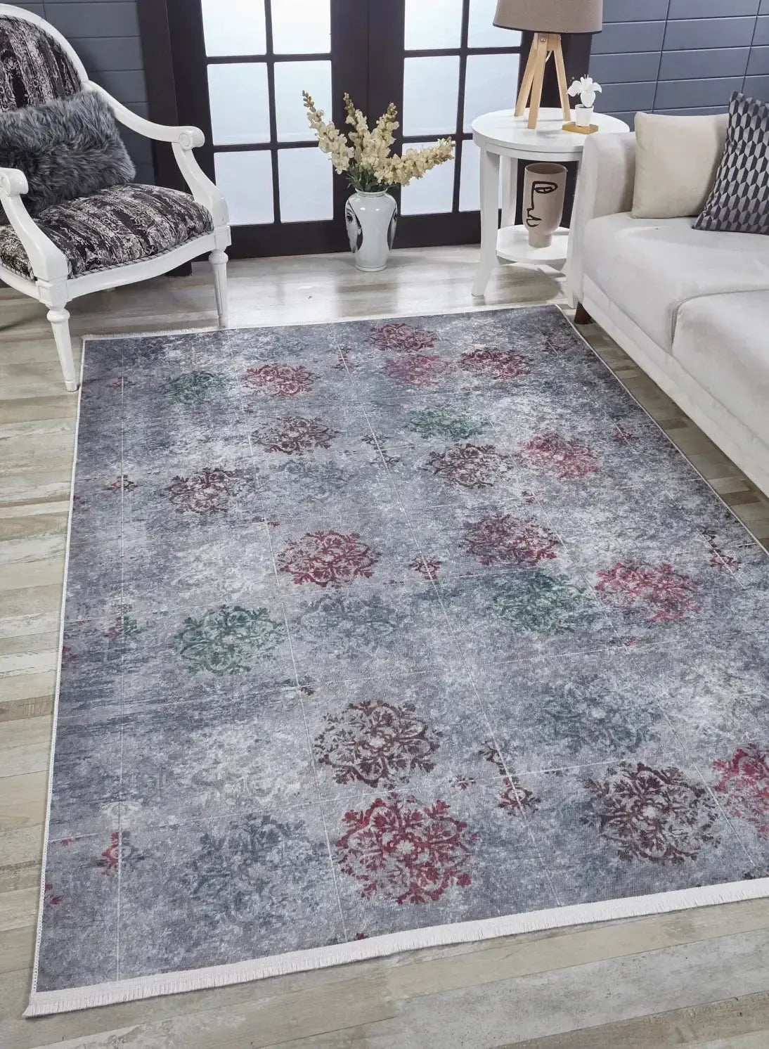 Renkli Madalyon Desenli Halı-Pera Halı