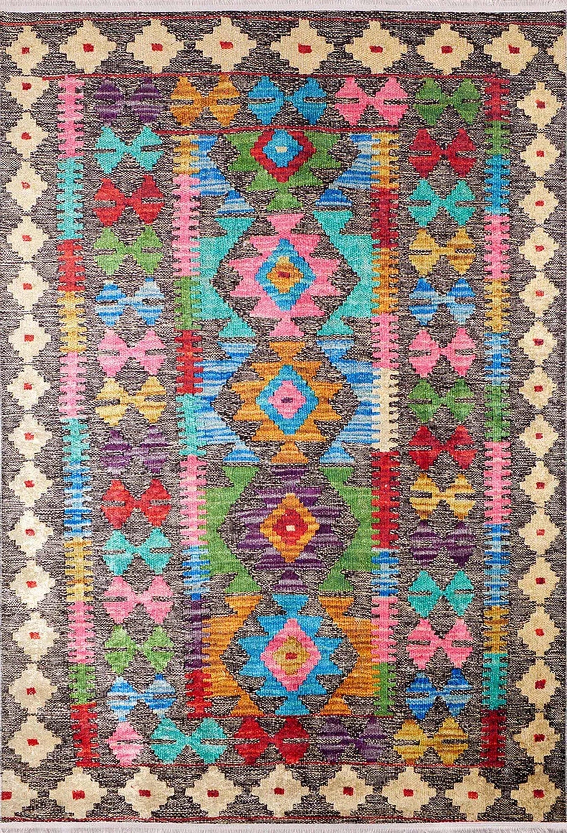 Renkli Vintage Kilim Halısı-Pera Halı