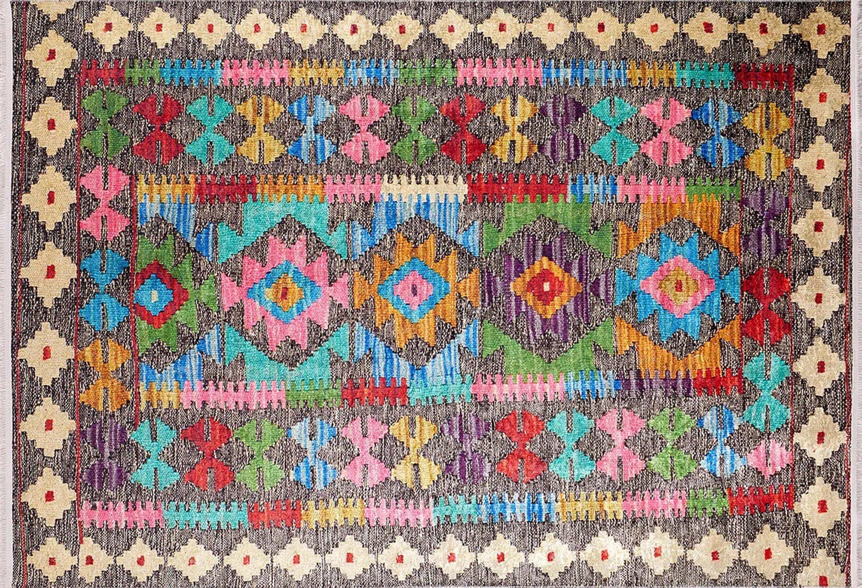 Renkli Vintage Kilim Halısı-Pera Halı