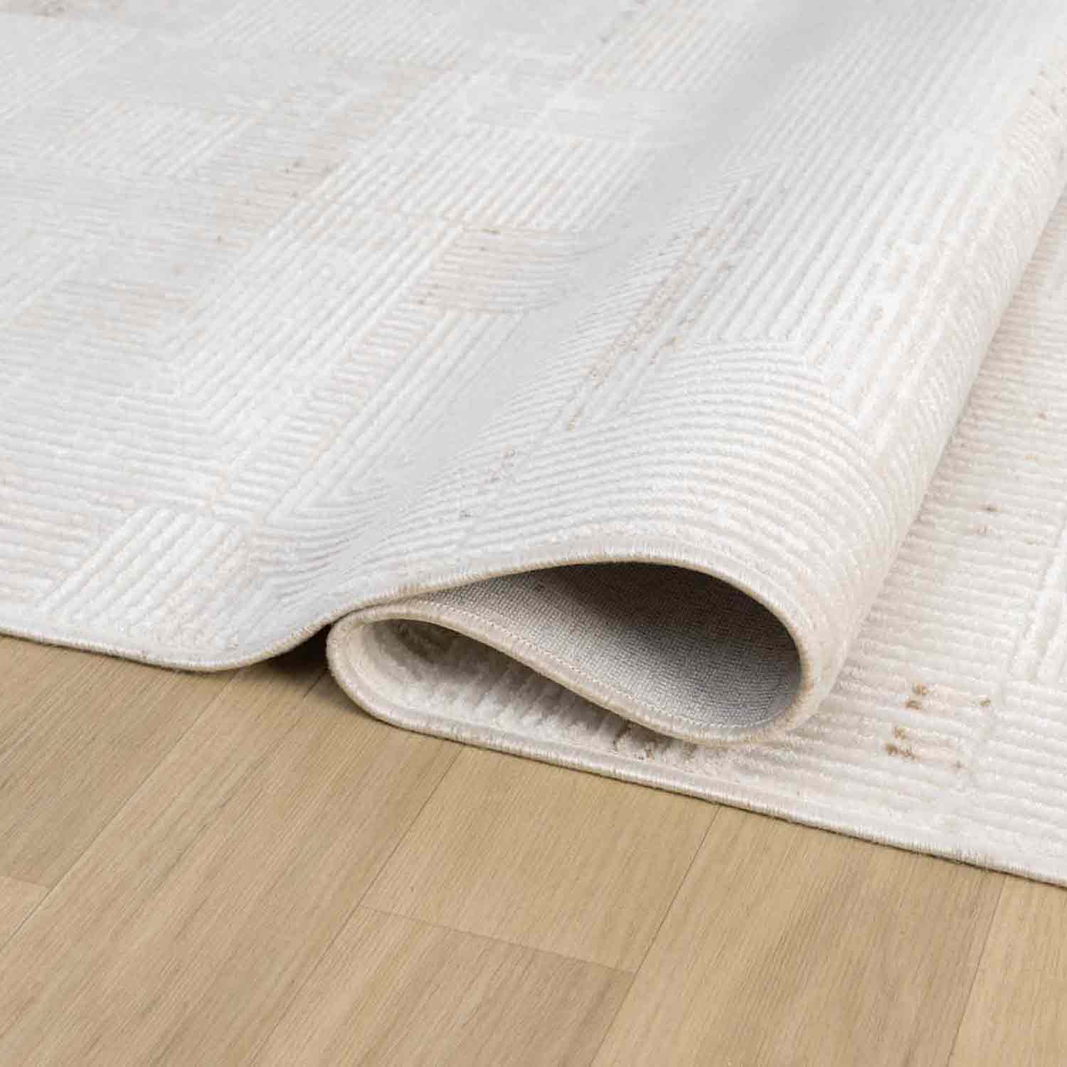 Krem Kahve Geometrik Modern Halı