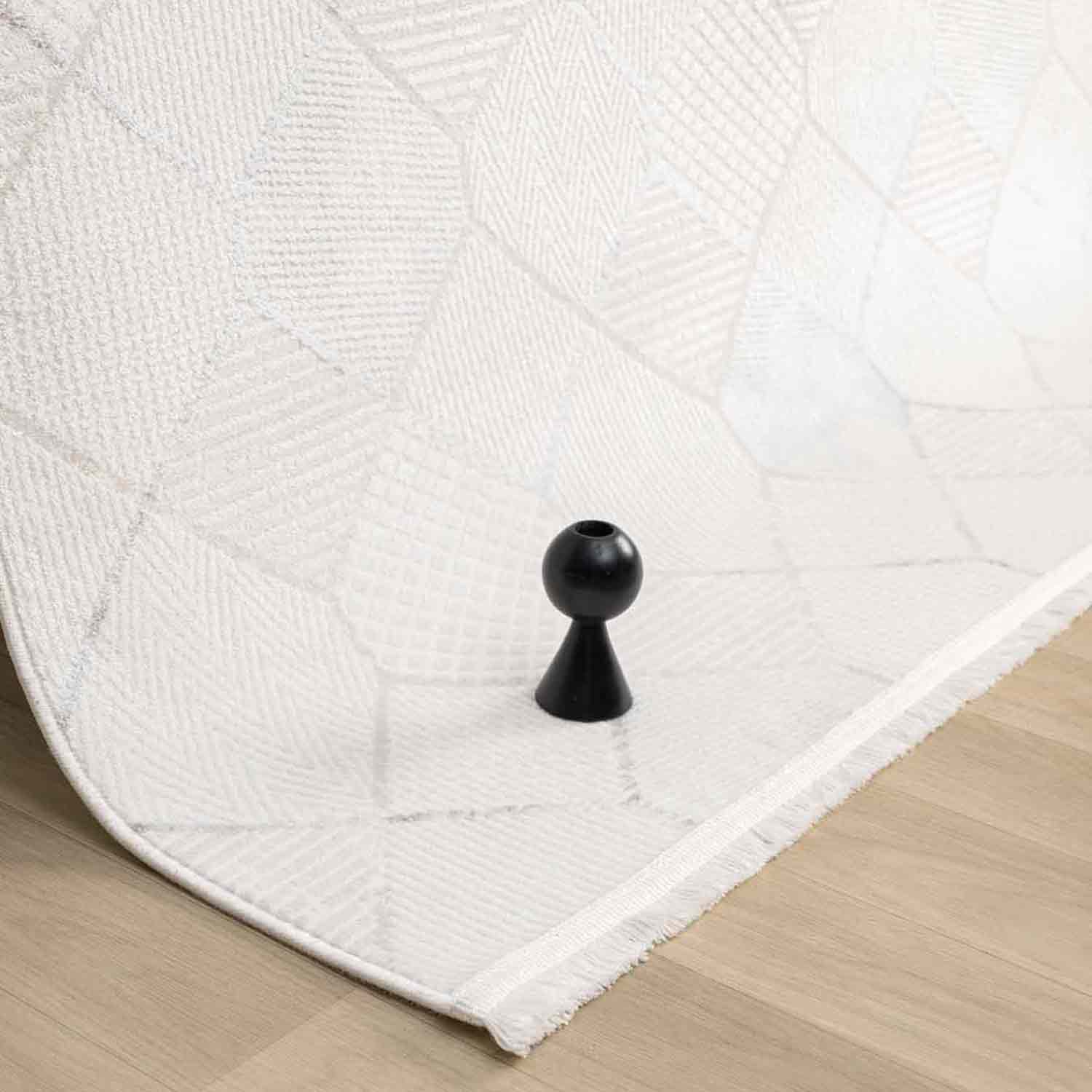 Beyaz Gri Altıgen Geometrik Modern Halı