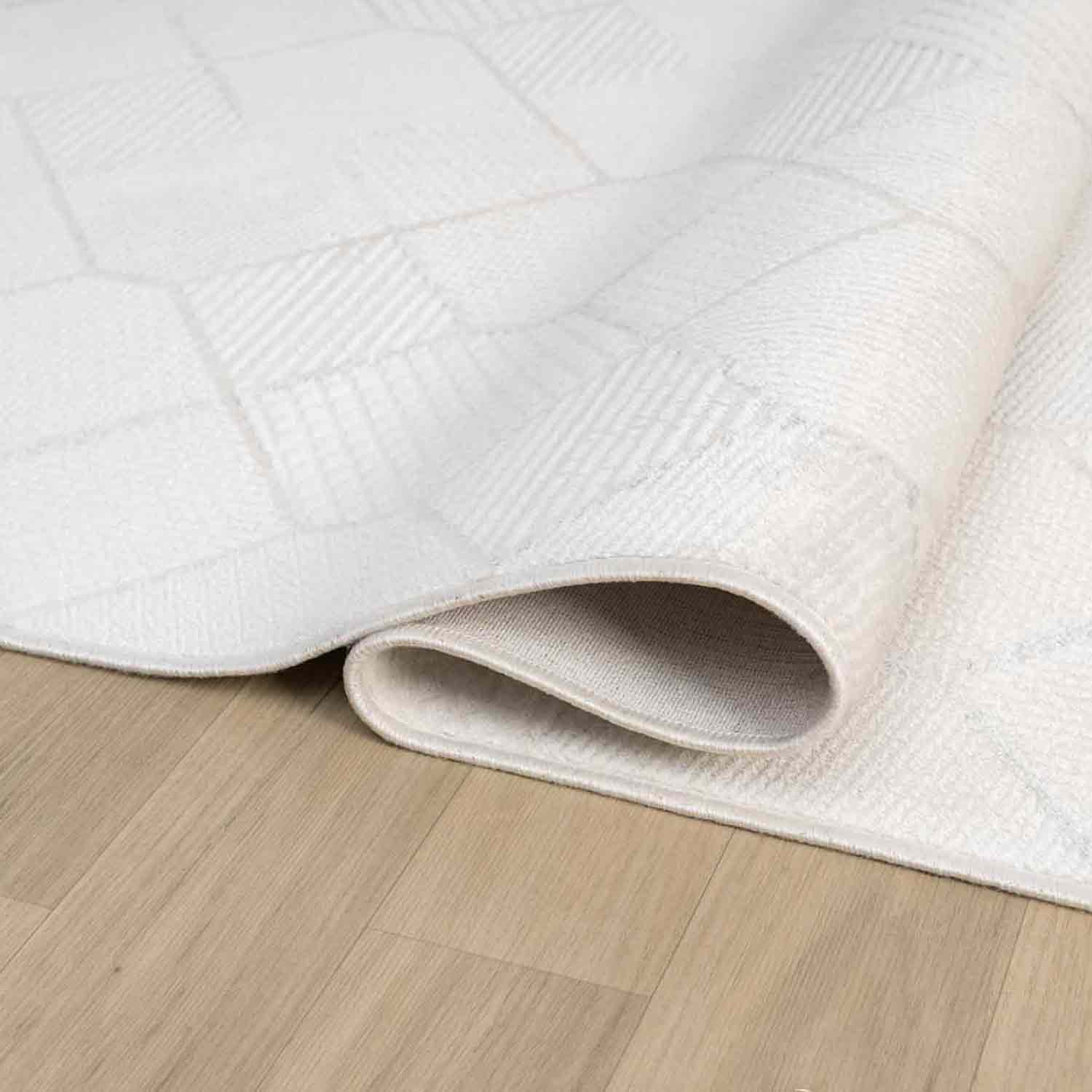 Beyaz Gri Altıgen Geometrik Modern Halı