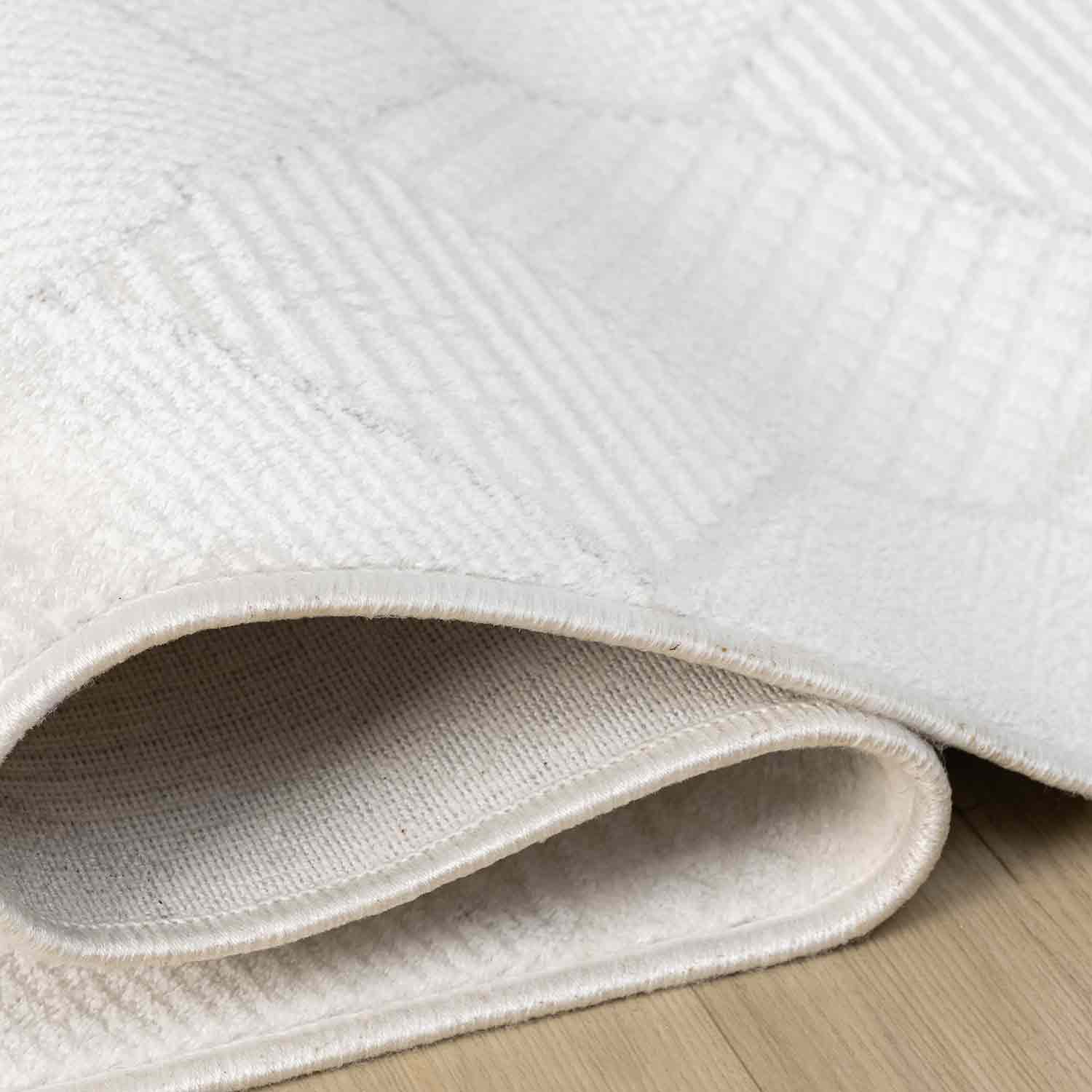 Beyaz Gri Altıgen Geometrik Modern Halı