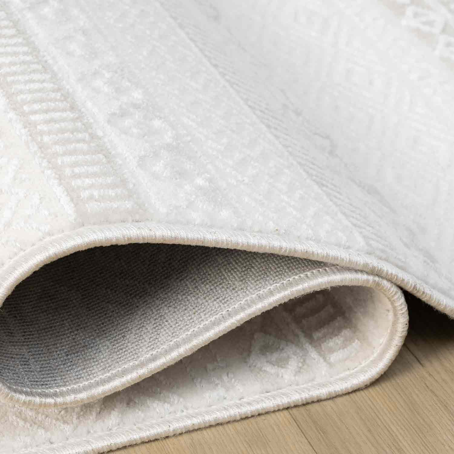 Krem Bej Etnik Şerit Desenli Halı