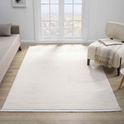 Krem Beyaz Sade Dikey Çizgili Modern Halı