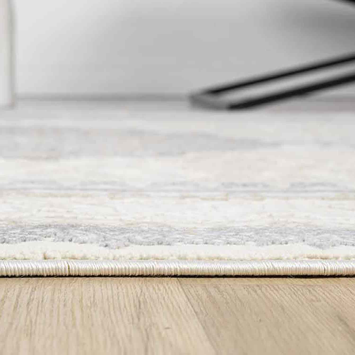 Beyaz Gri Mavi Klasik Medallion Desenli Halı