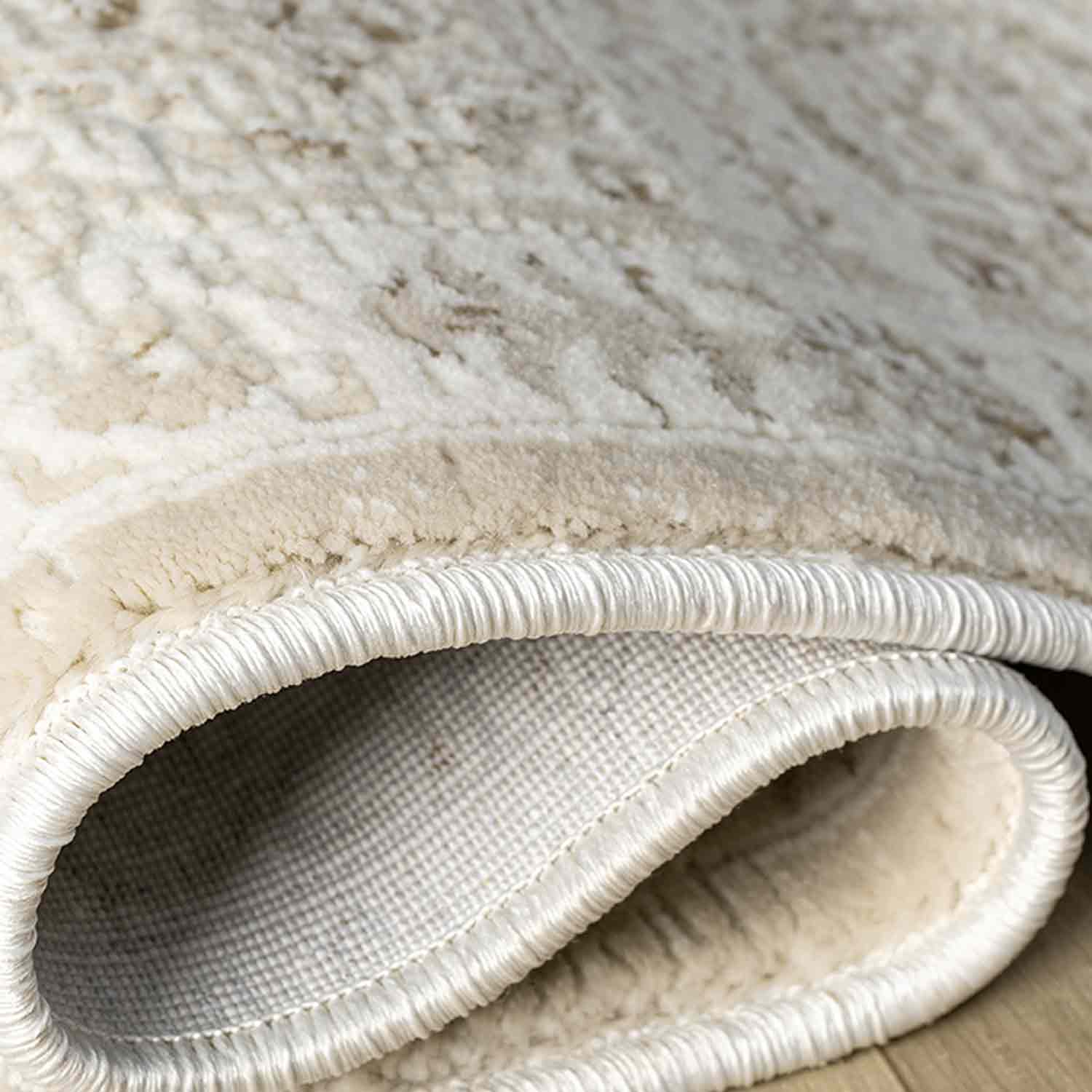 Krem Bej Ton Sür Ton Minimal Eskitme Desenli Halı