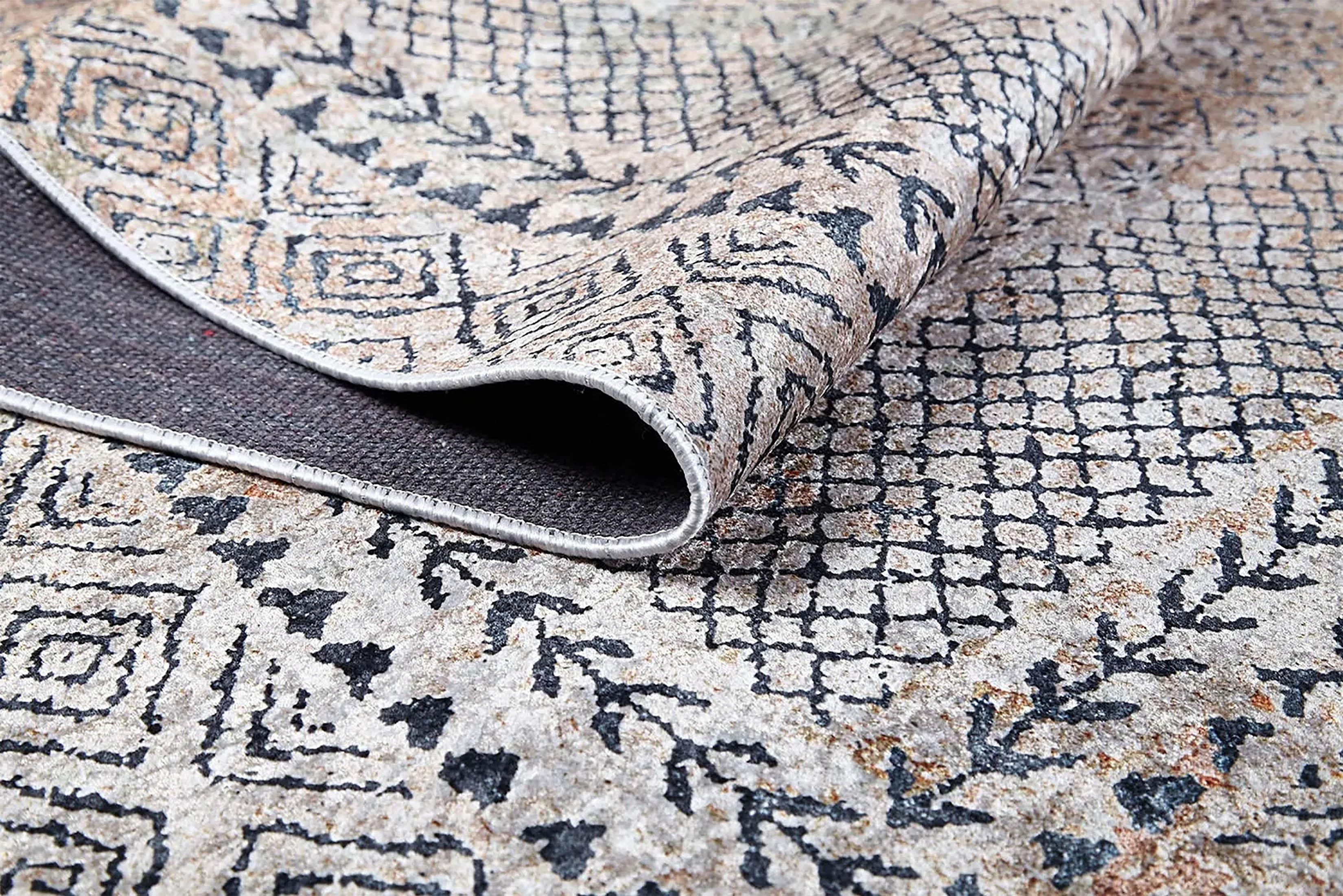 Sade Bej Geometrik Modern Halı-Pera Halı