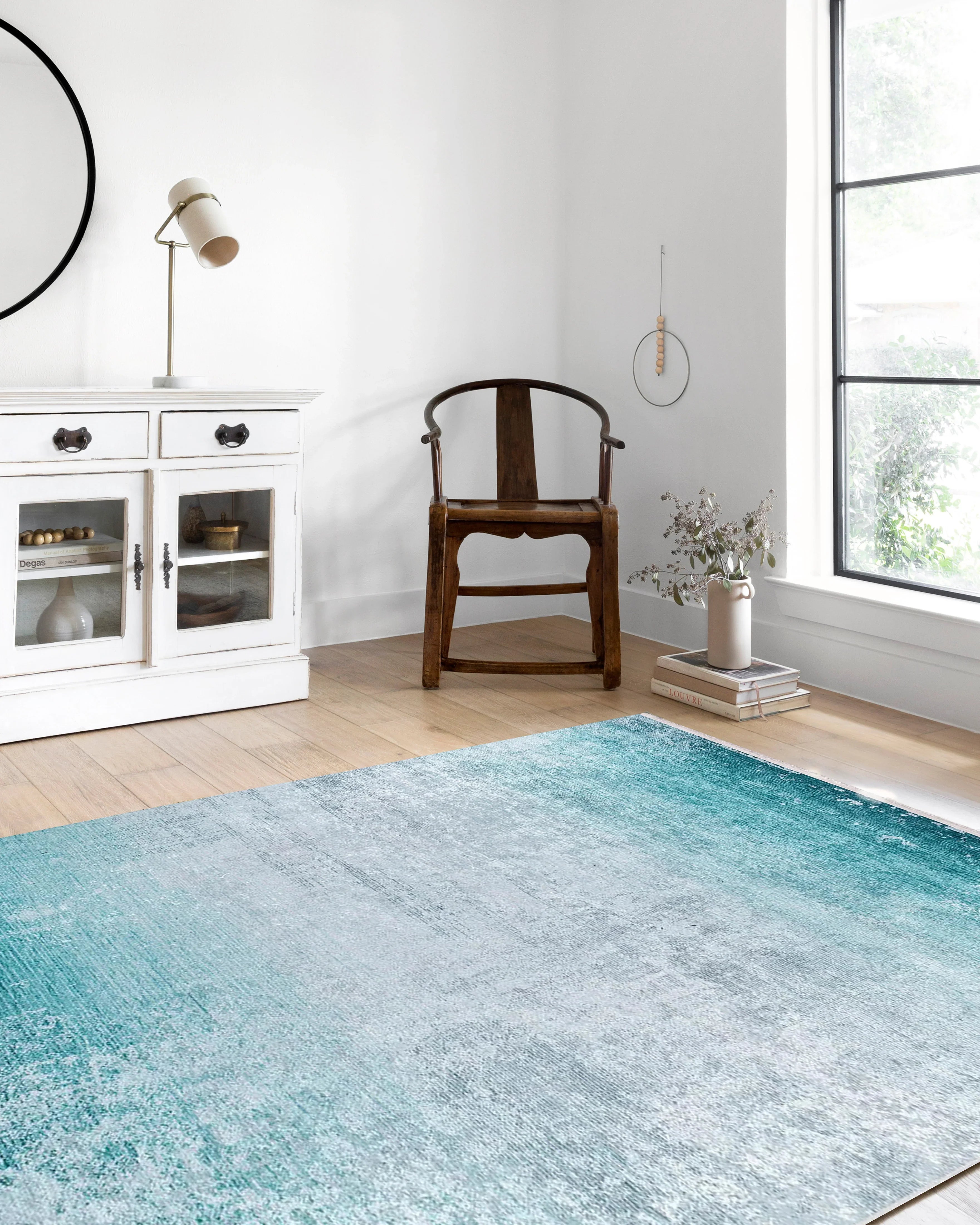 Sahil ve Deniz Motifli Turkuaz Modern Halı-Pera Halı