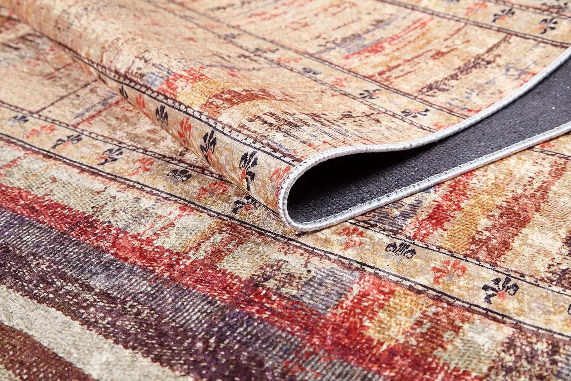 Sarı Bej Renkli Çizgili Anadolu Kilim Halı-Pera Halı