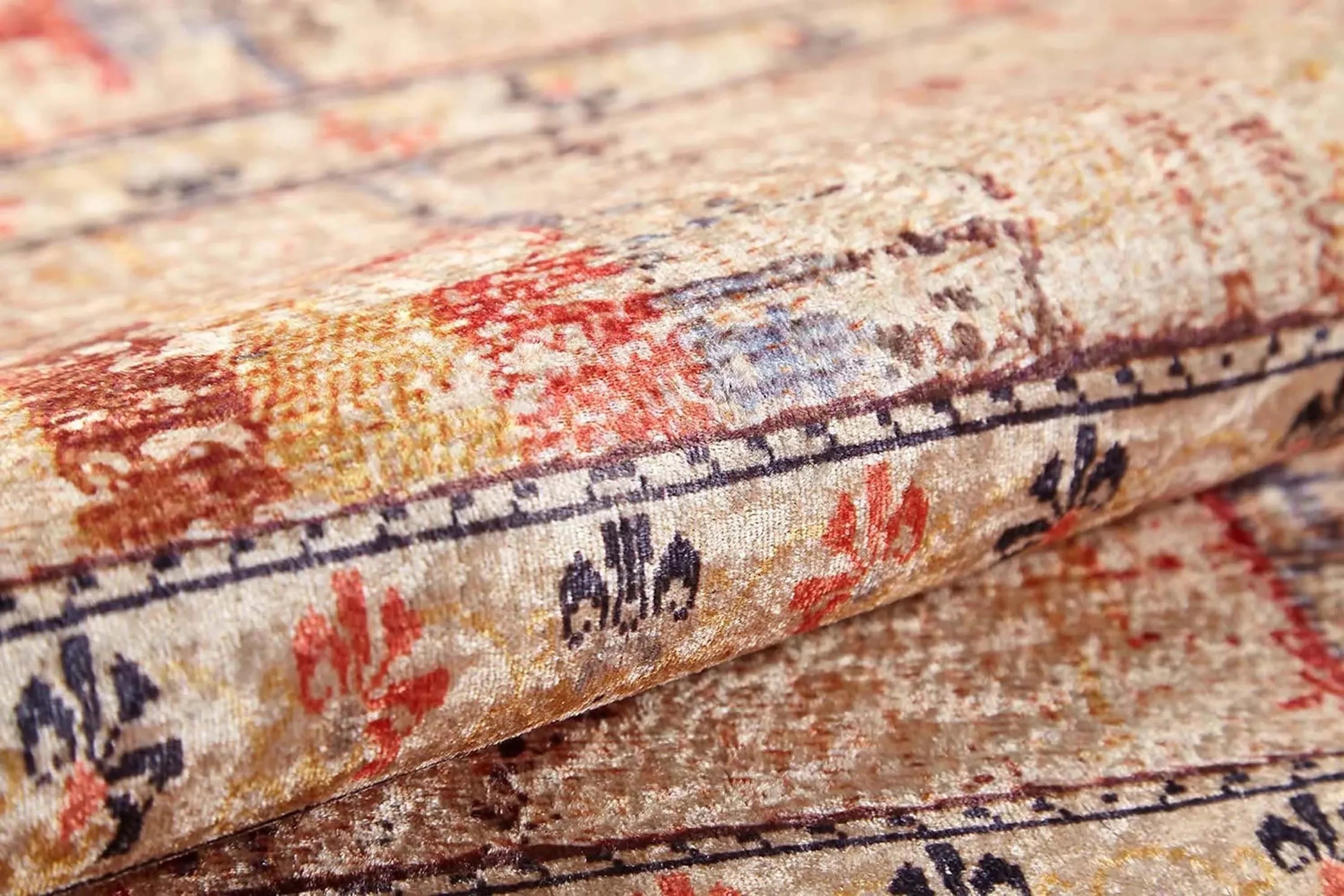 Sarı Bej Renkli Çizgili Anadolu Kilim Halı-Pera Halı