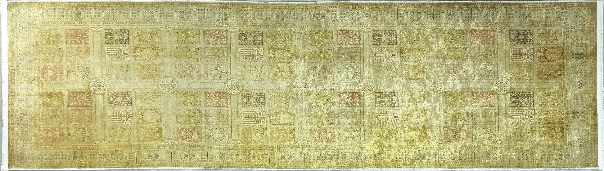 Sarı & Yeşil Vintage Koridor Halısı