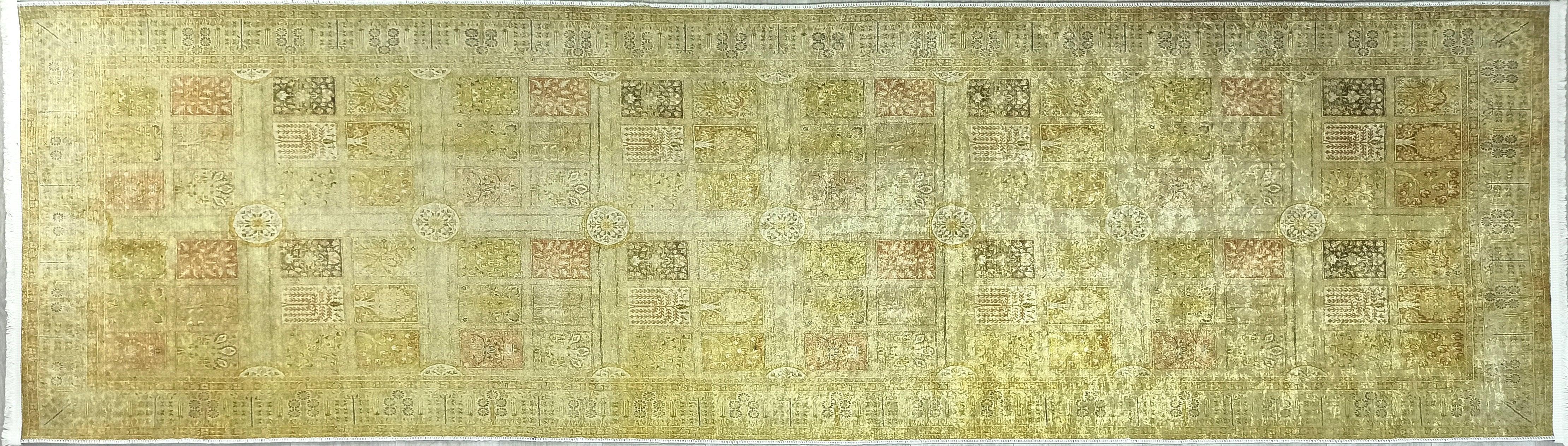 Sarı & Yeşil Vintage Koridor Halısı