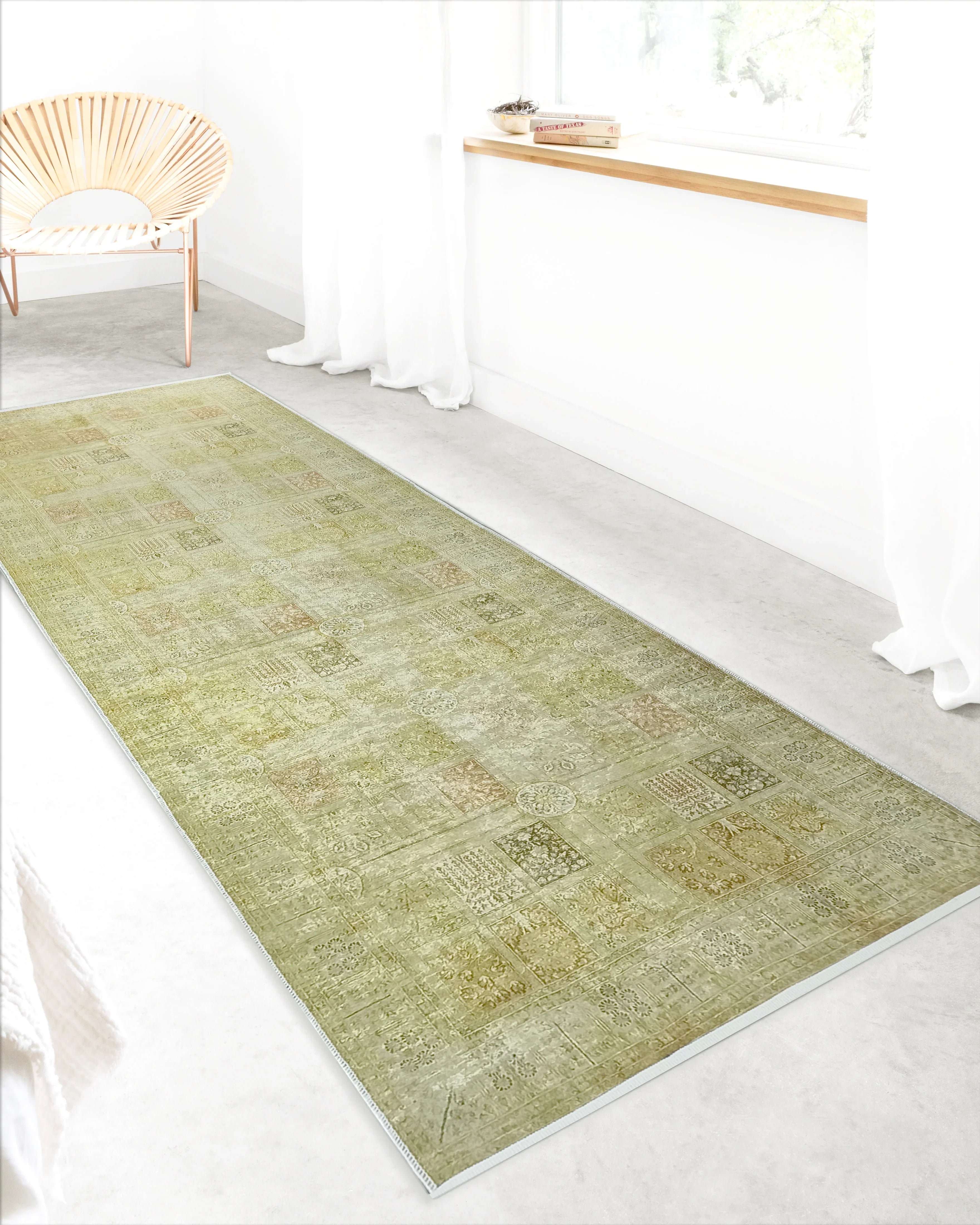 Sarı & Yeşil Vintage Koridor Halısı-Pera Halı