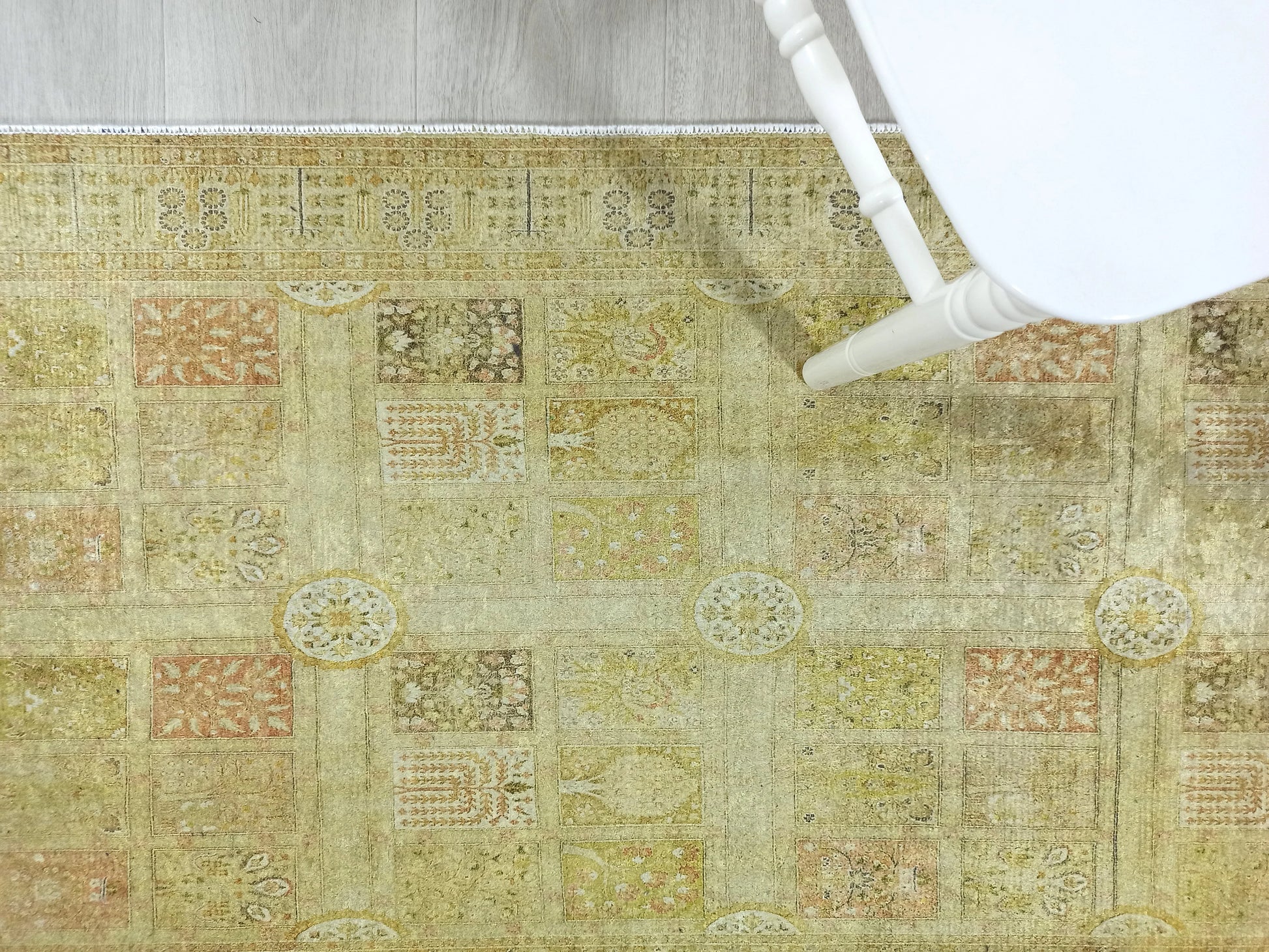 Sarı & Yeşil Vintage Koridor Halısı