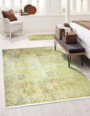 Sarı & Yeşil Vintage Koridor Halısı